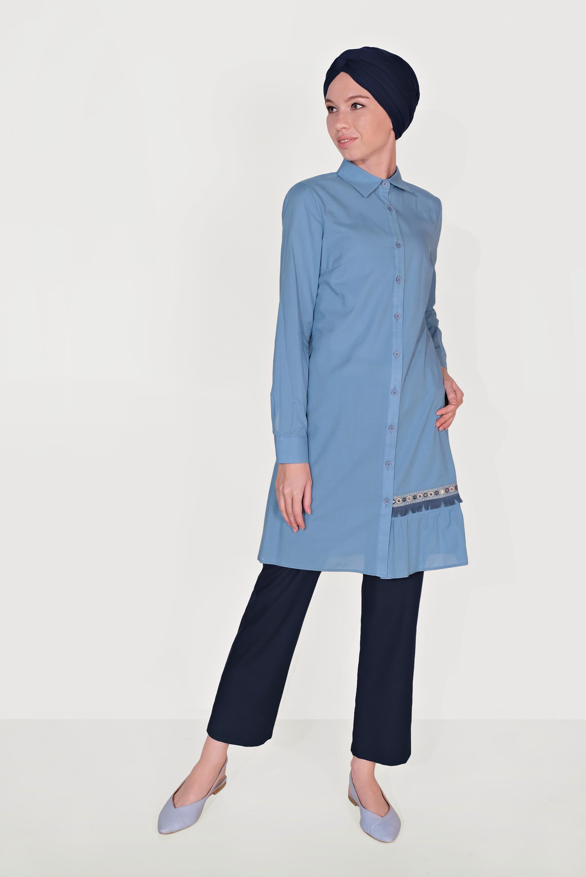 Tesettür giyim LACİVERT BELİ LASTİKLİ PANTOLON 70091