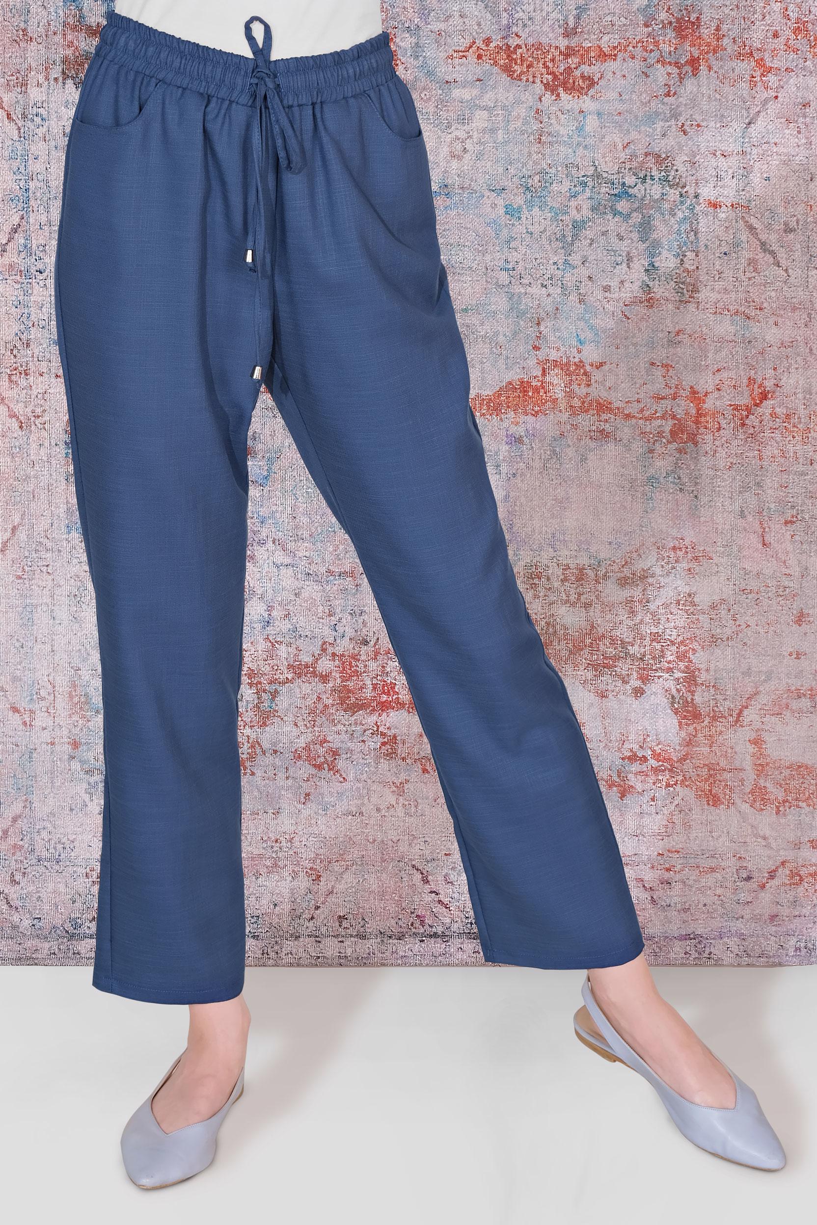 Tesettür giyim LACİVERT BELİ LASTİKLİ PANTOLON 70091