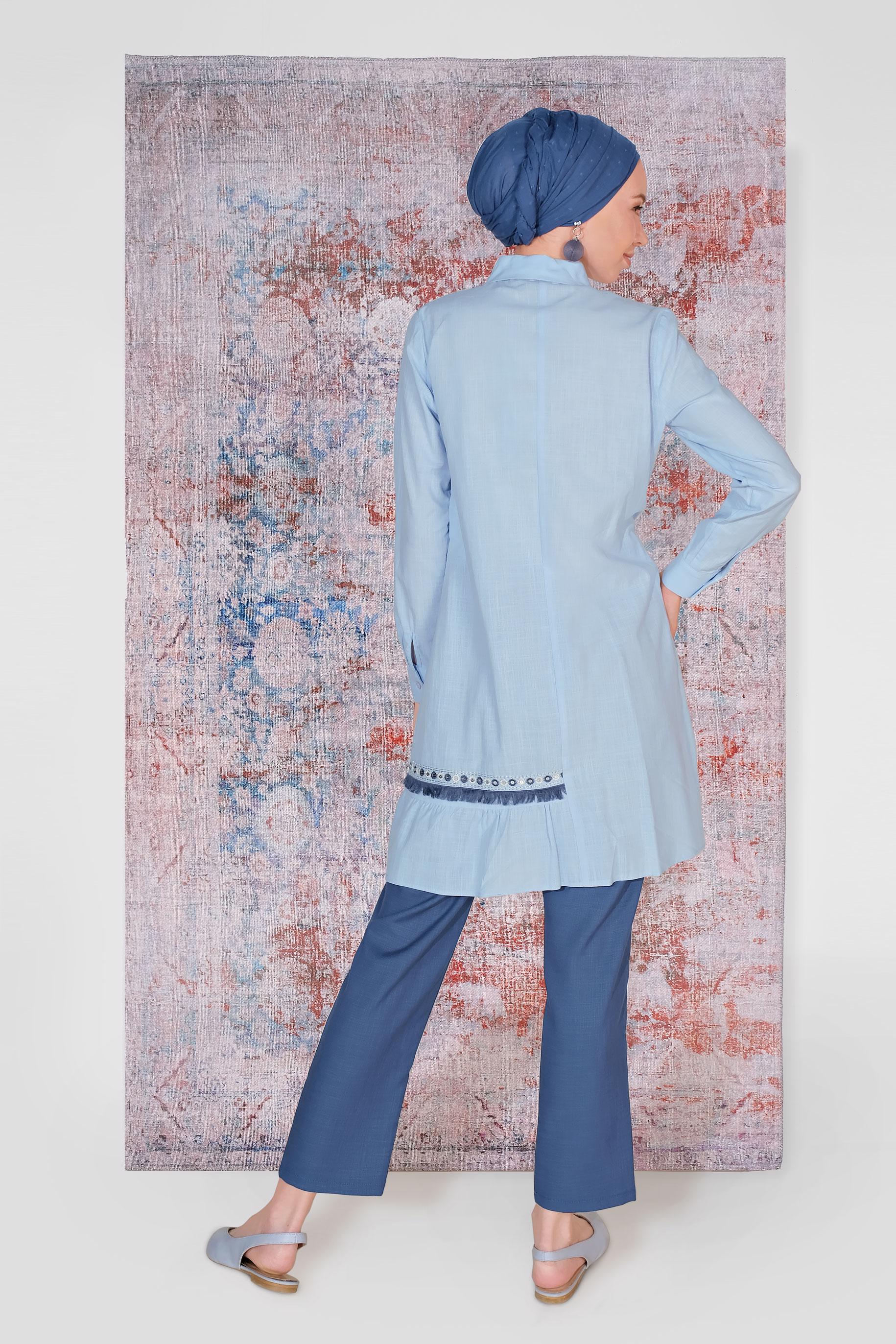 Tesettür giyim LACİVERT BELİ LASTİKLİ PANTOLON 70091