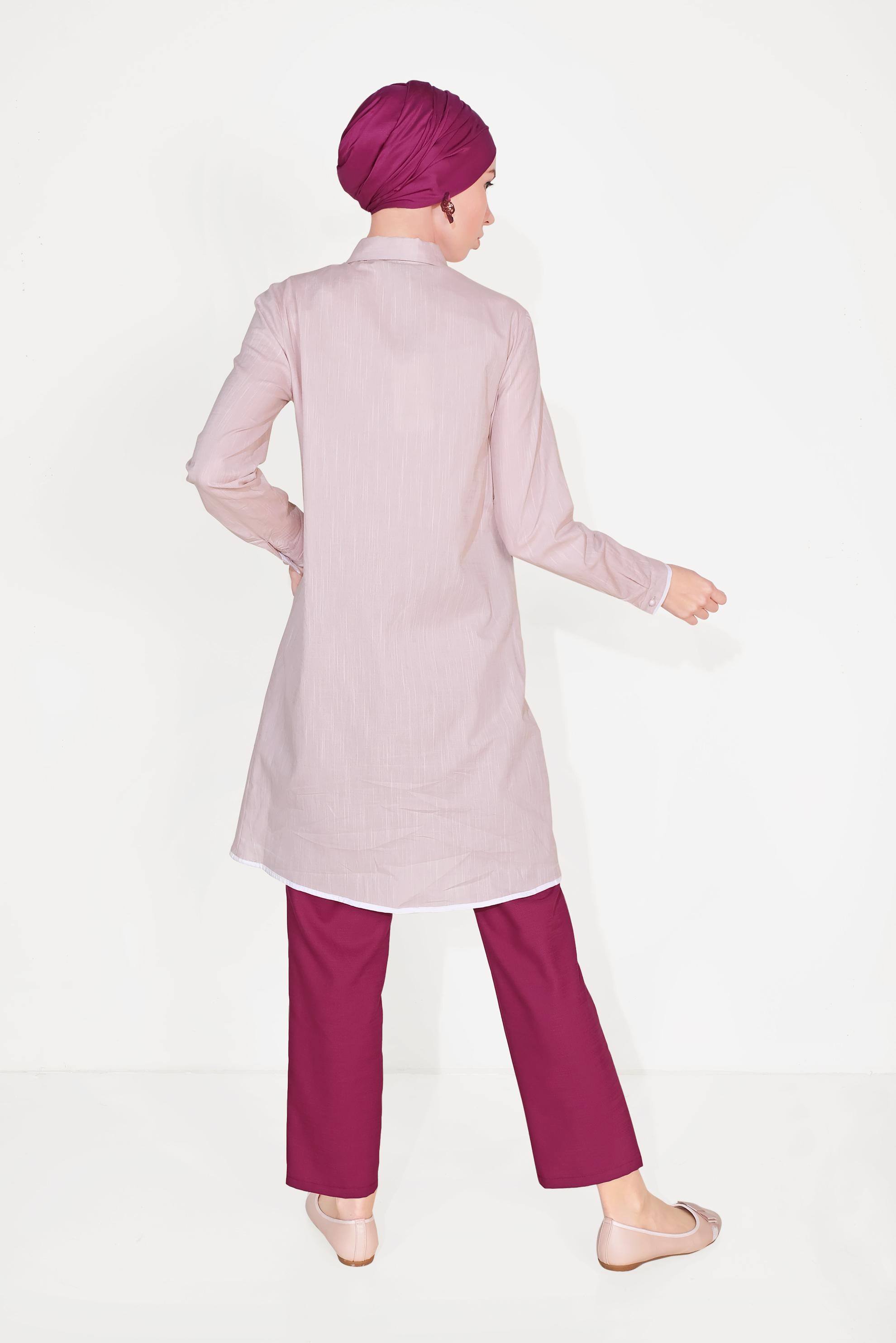 Tesettür giyim MOR BELİ LASTİKLİ PANTOLON 70091