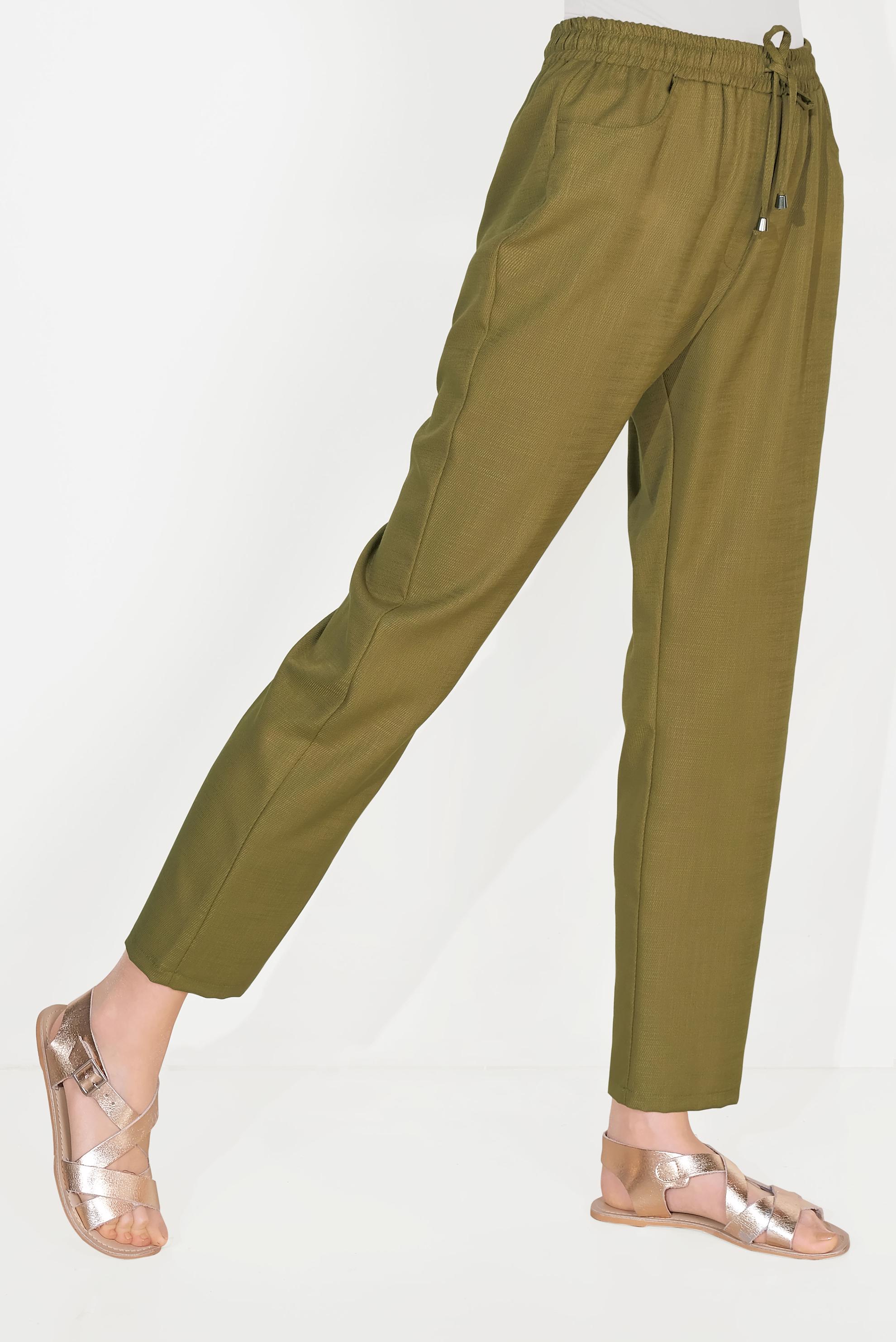 Tesettür giyim YEŞİL BELİ LASTİKLİ PANTOLON 70091