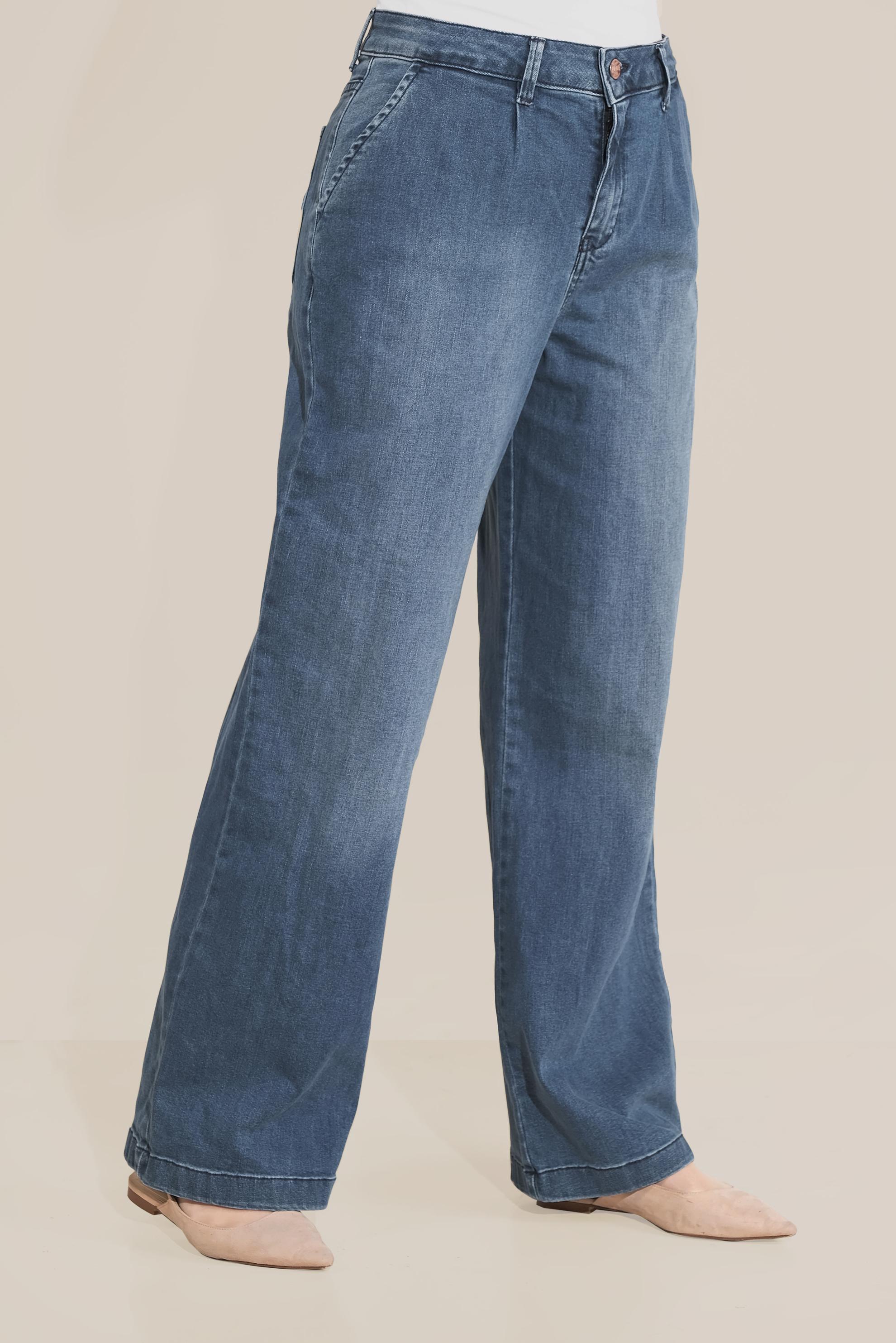 Tesettür giyim MAVİ GENİŞ PAÇA DENİM PANTOLON 70094 