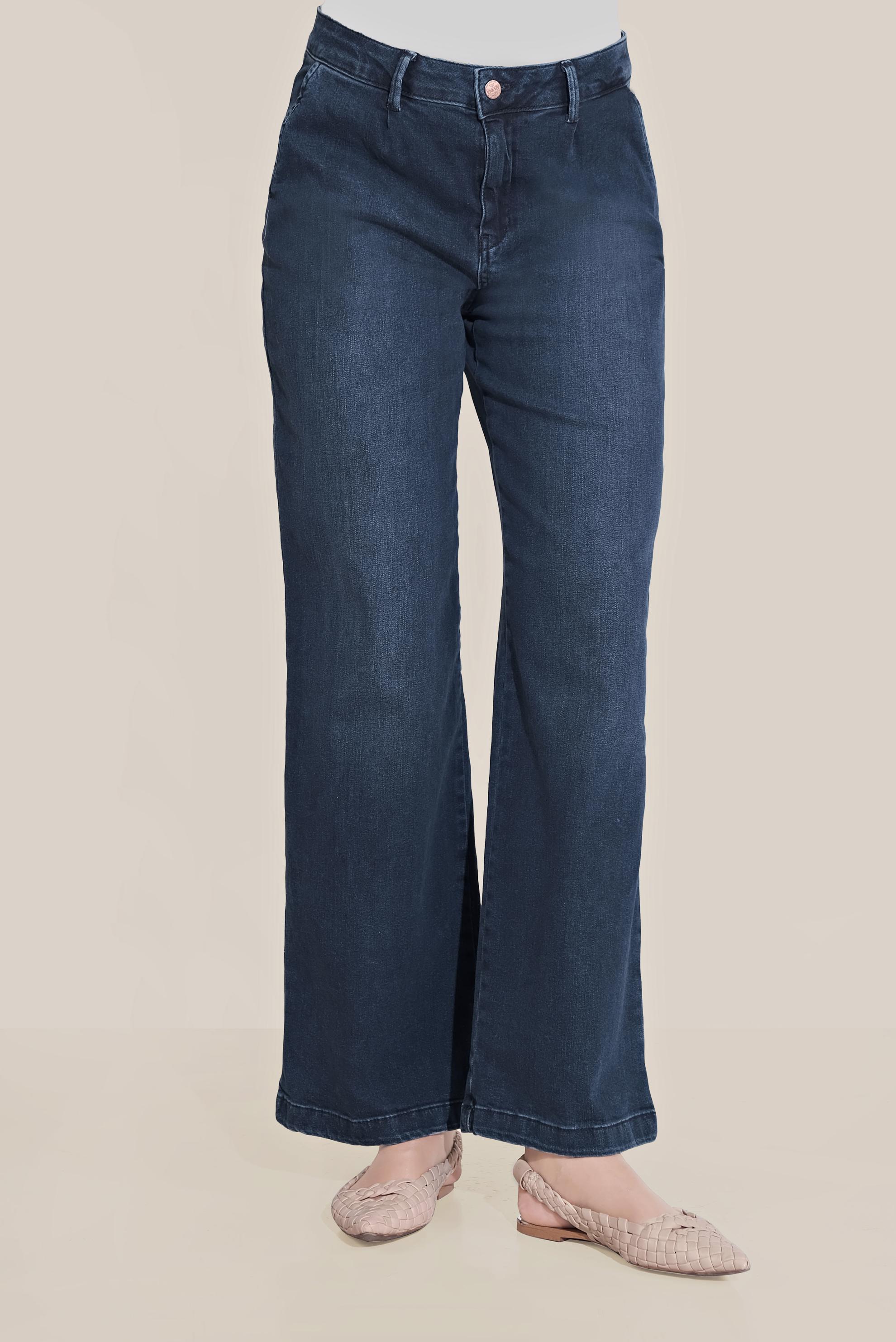 Tesettür giyim LACİVERT GENİŞ PAÇA DENİM PANTOLON 70094 