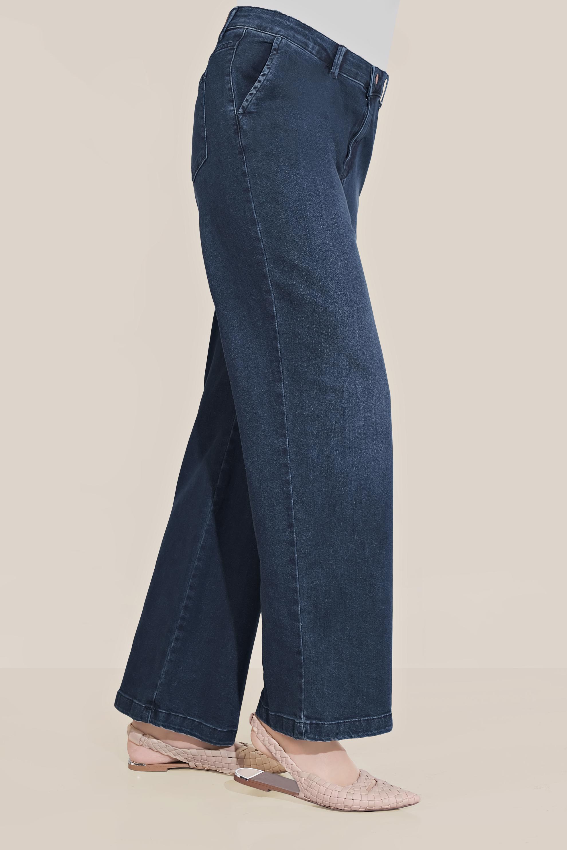 Tesettür giyim LACİVERT GENİŞ PAÇA DENİM PANTOLON 70094 