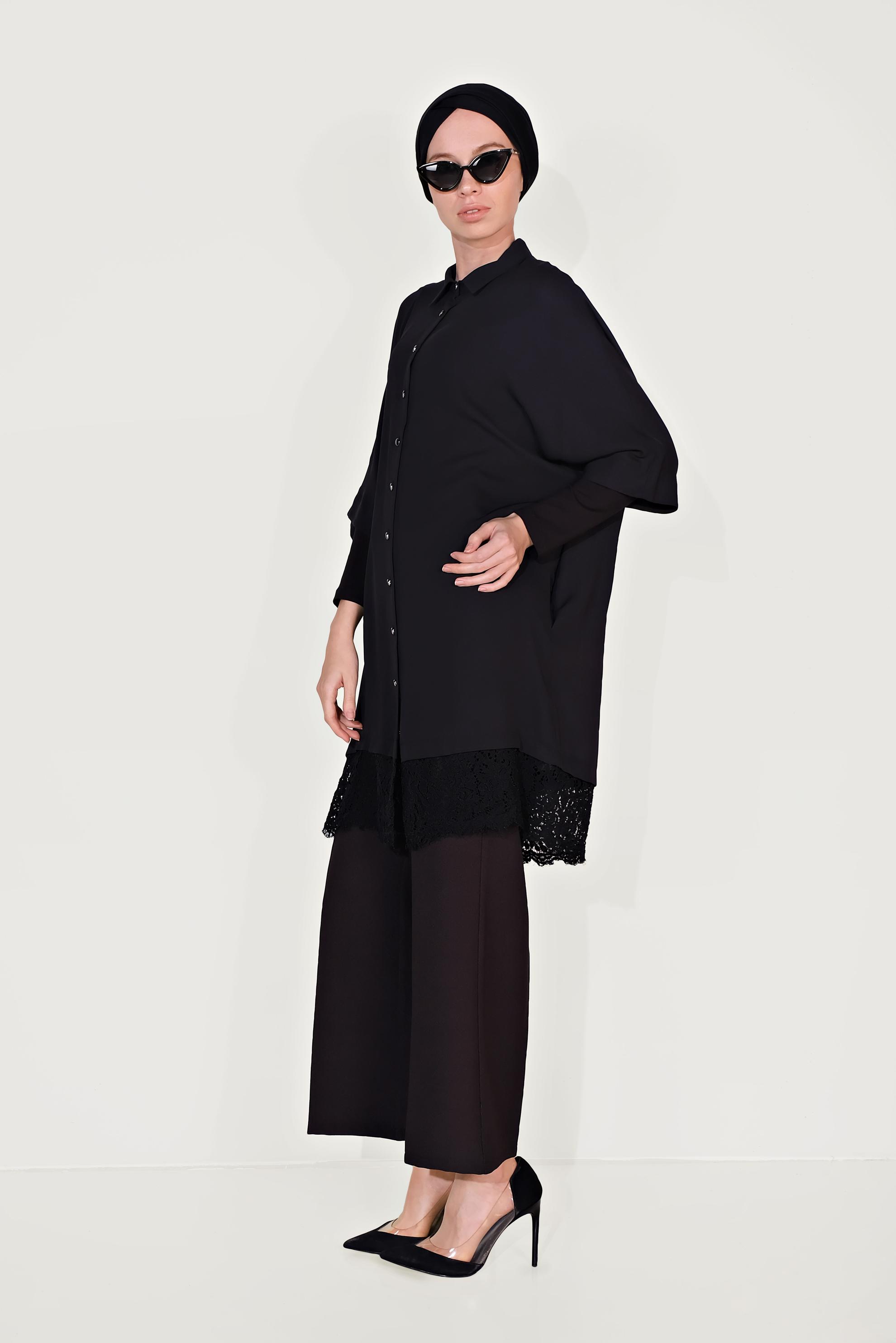 Tesettür giyim SİYAH YÜKSEK BEL PANTOLON 70095 