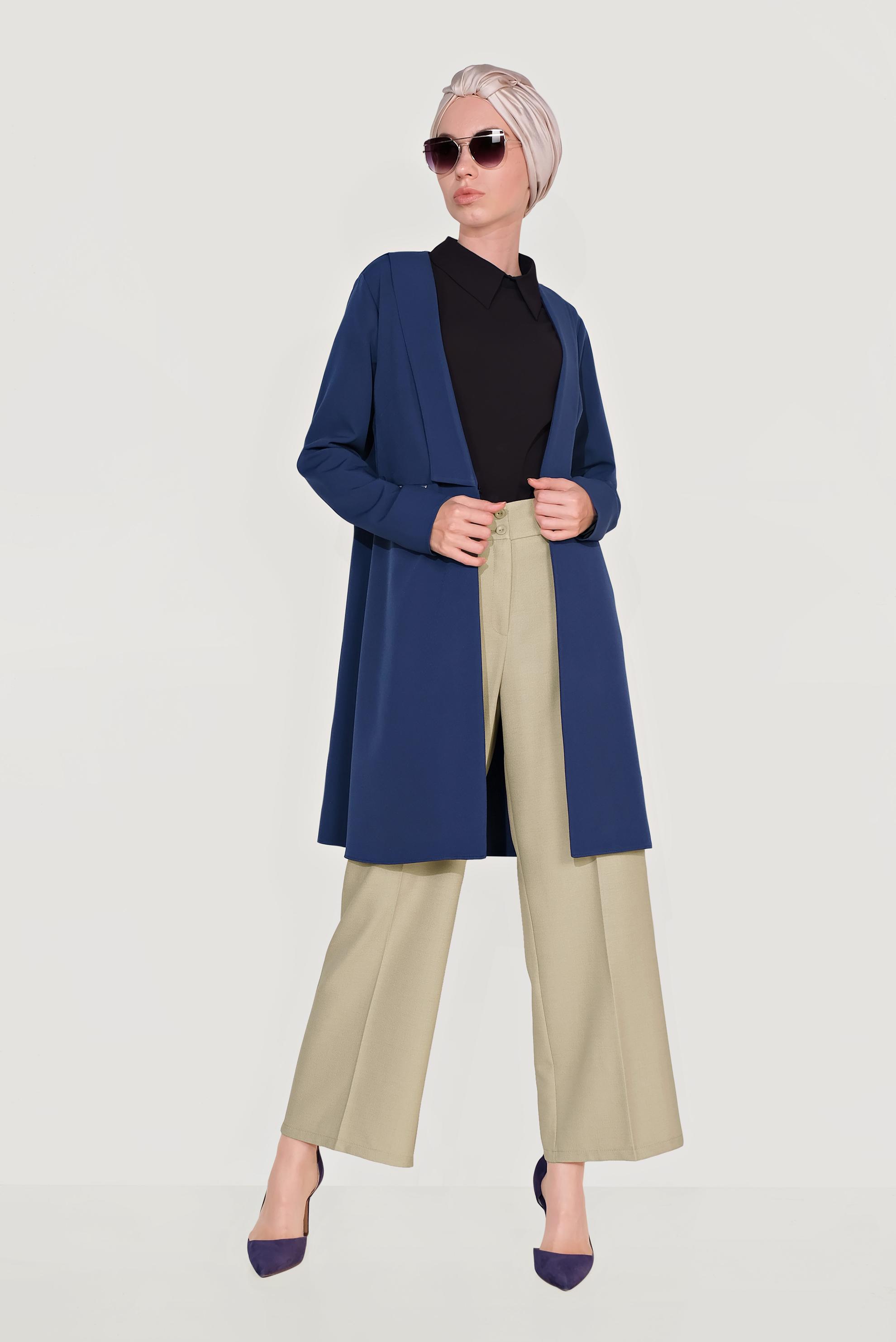 Hijab clothing BEIGE HIGH WAISTED CLASSIC TROUSERS 70095 