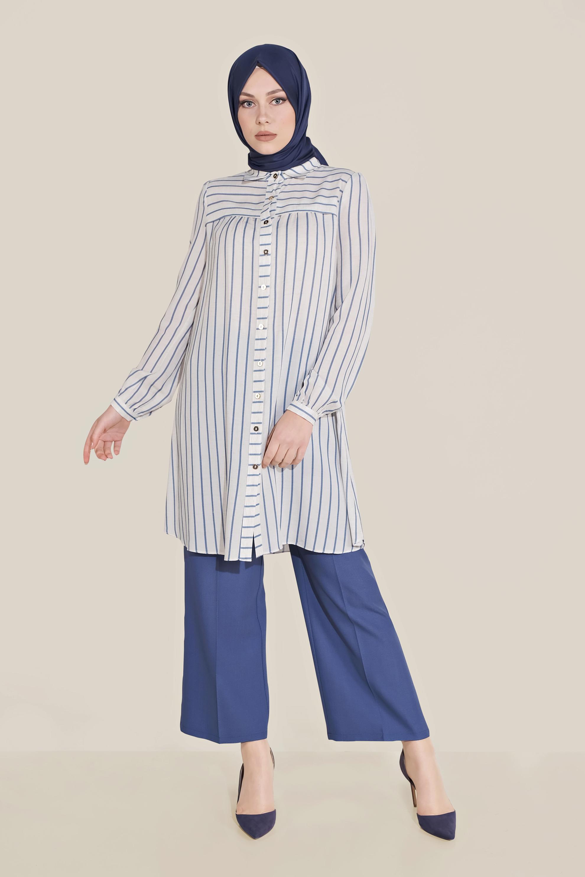 Tesettür giyim LACİVERT YÜKSEK BEL PANTOLON 70095 