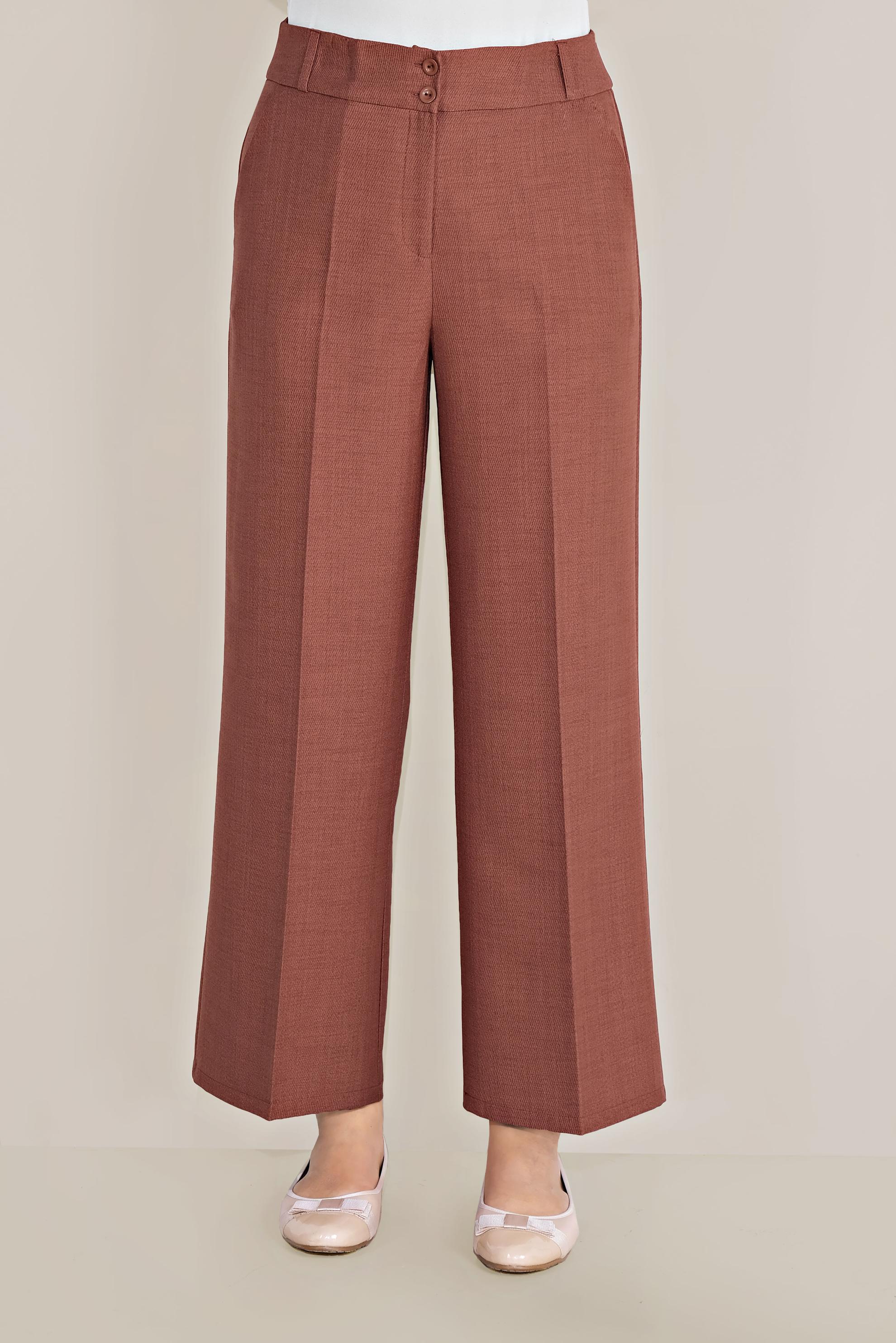 Hijab clothing BROWN HIGH WAISTED CLASSIC TROUSERS 70095 