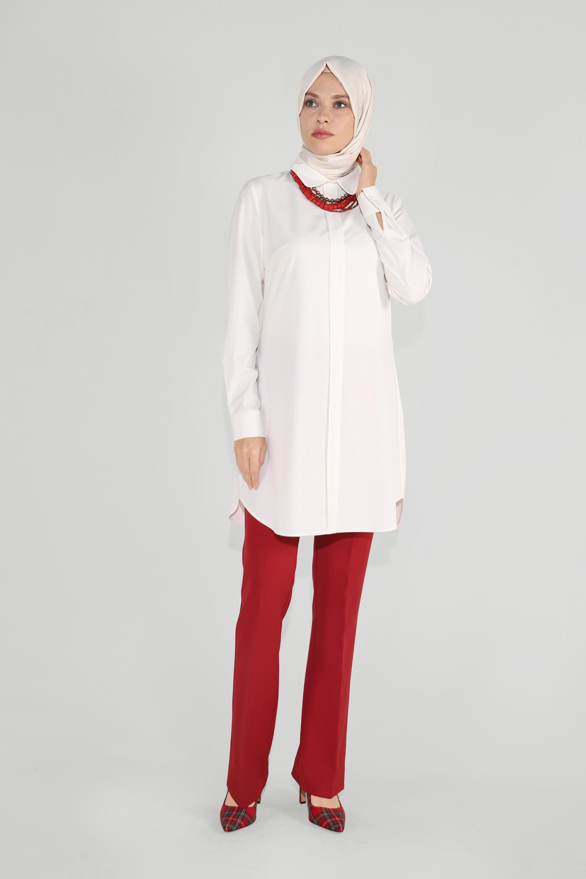 Tesettür giyim KIRMIZI KLASİK BOL PAÇA PANTOLON 70103 