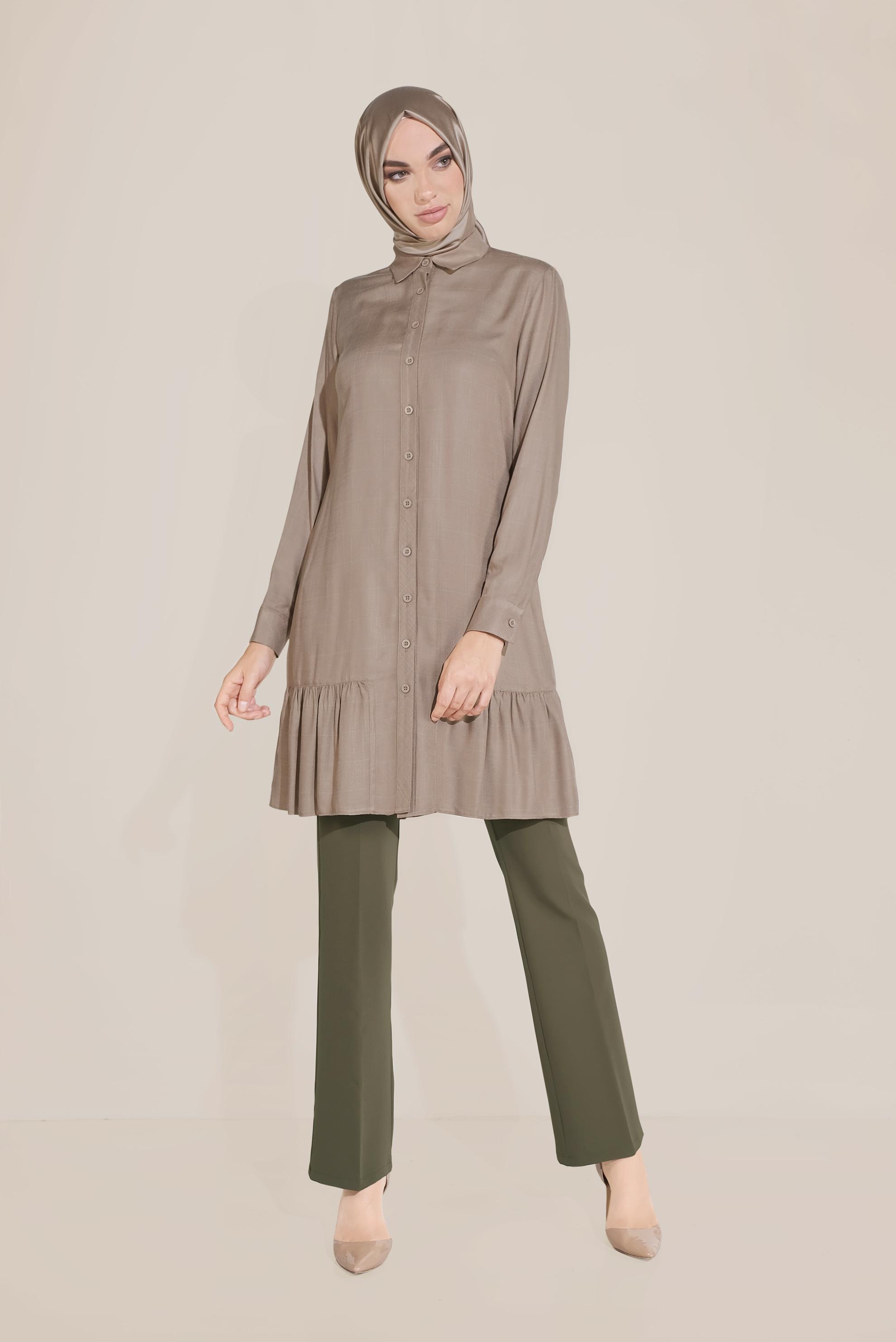 Hijab clothing KHAKI CLASSIC WIDE LEG TROUSERS 70103 