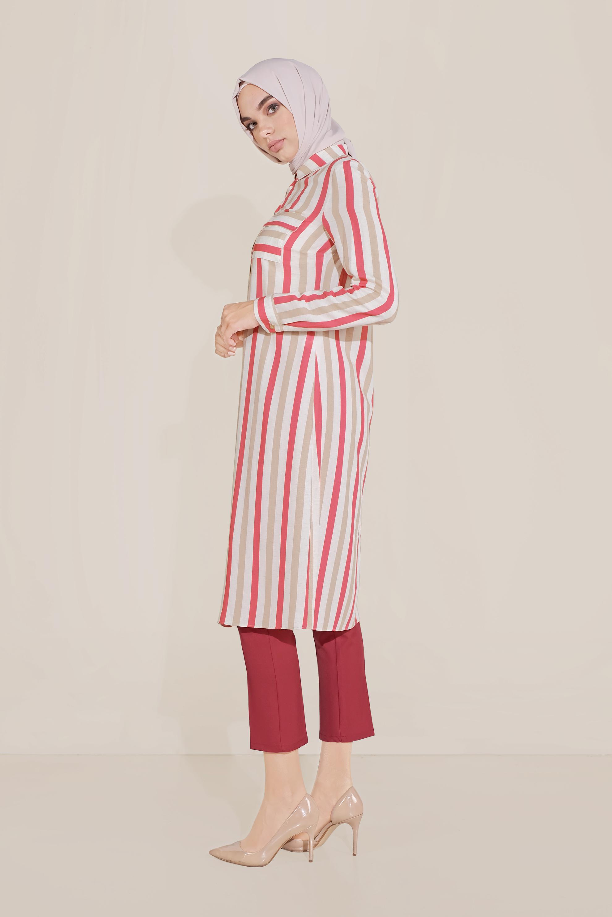 Tesettür giyim BORDO BORU PAÇA DÜĞMELİ PANTOLON 70104