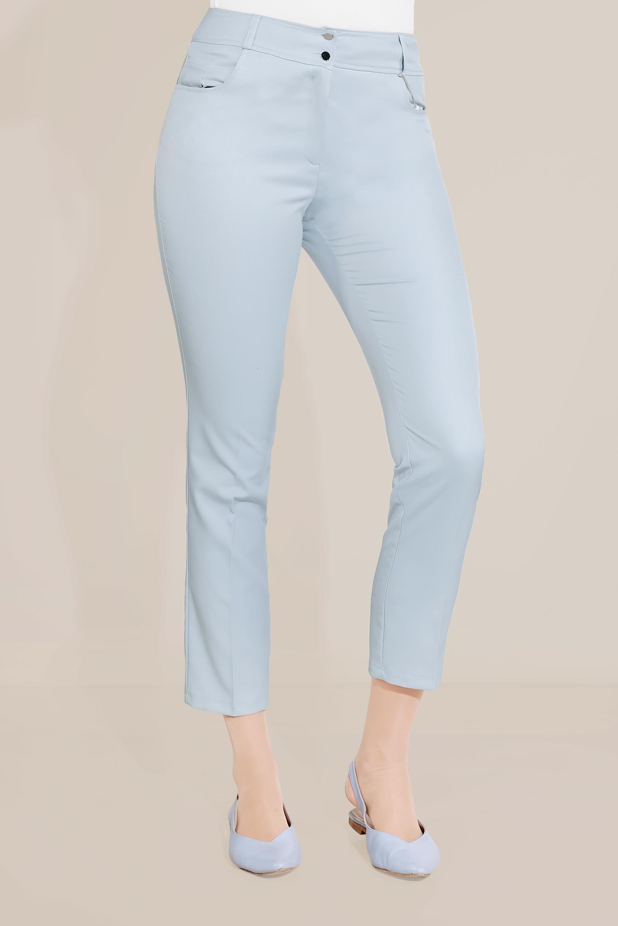 Tesettür giyim MAVİ BORU PAÇA DÜĞMELİ PANTOLON 70104