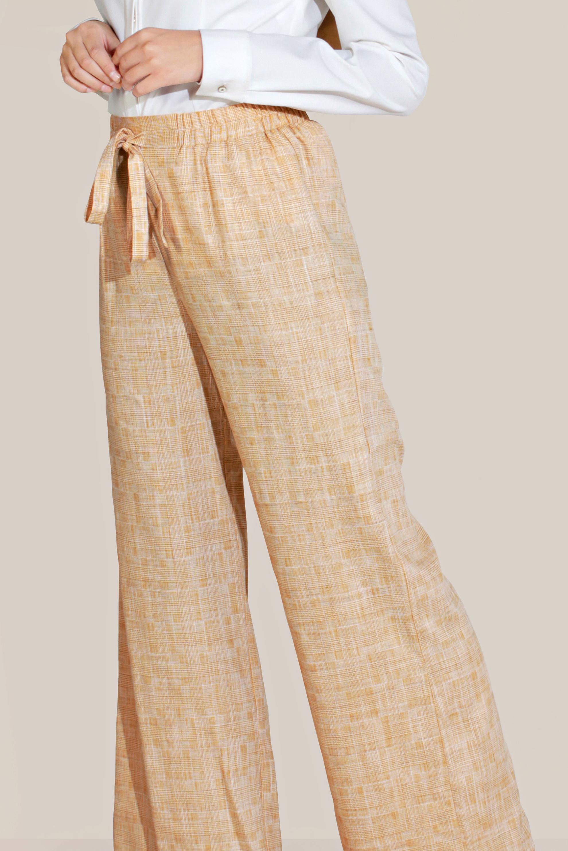 Tesettür giyim SARI BOL KESİM BELDEN BAĞLAMALI PANTOLON 70105