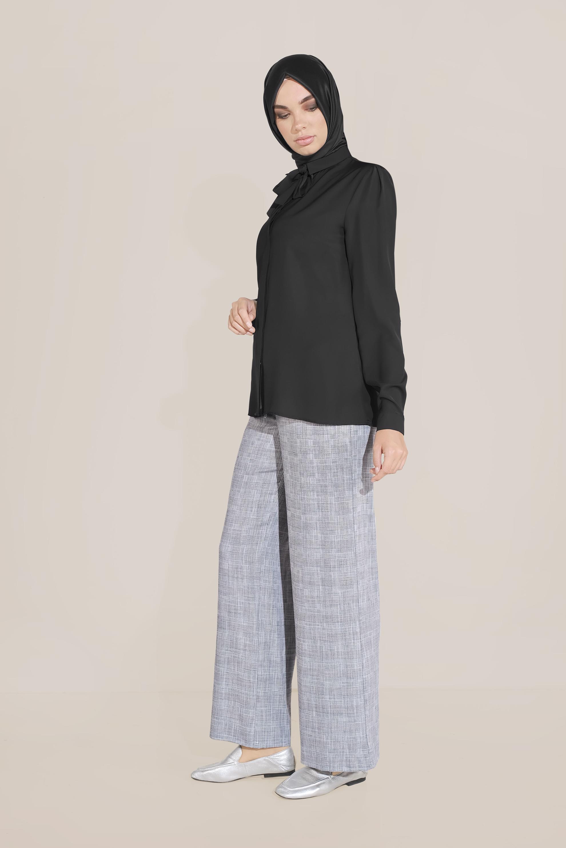 Tesettür giyim LACİVERT BOL KESİM BELDEN BAĞLAMALI PANTOLON 70105