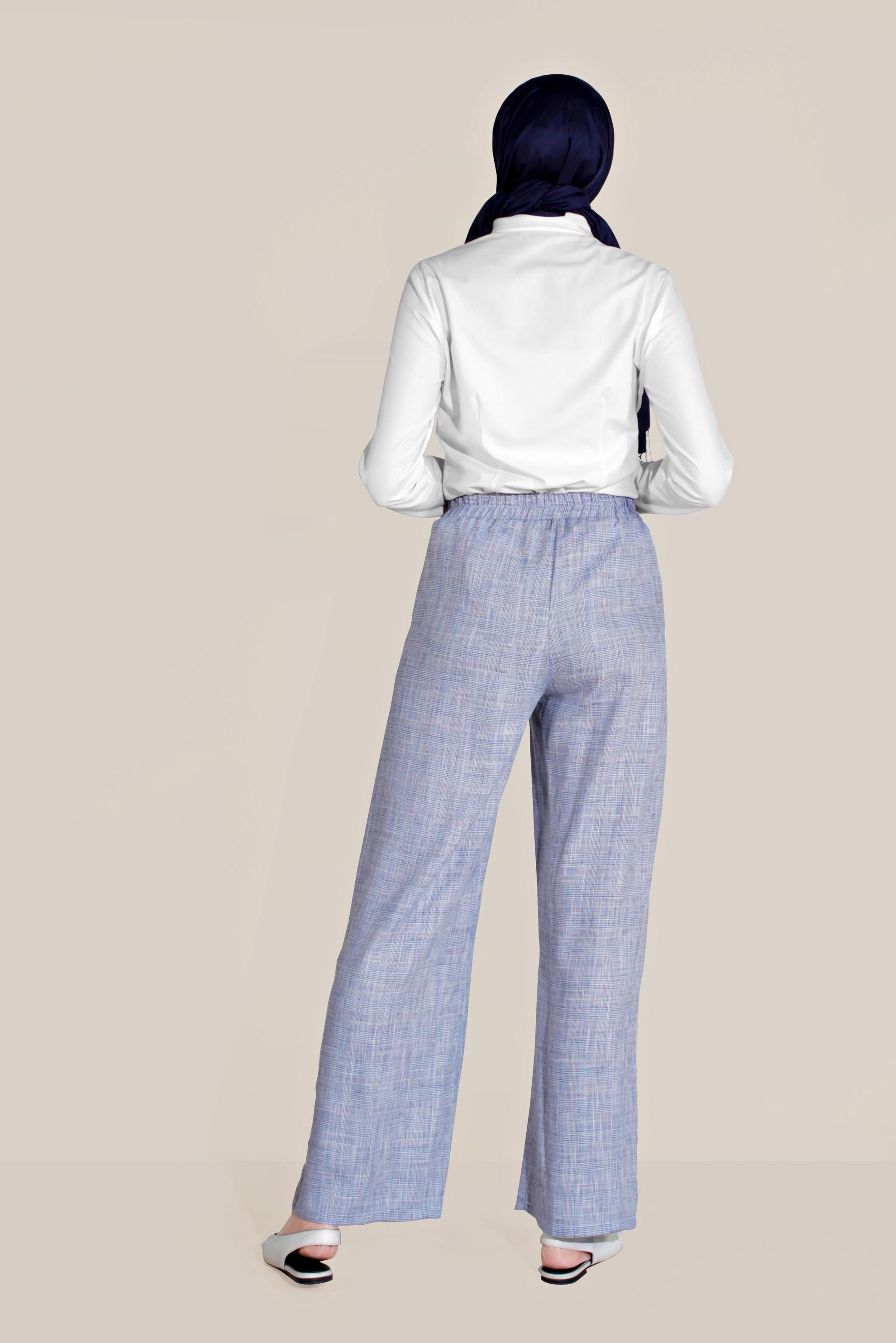 Tesettür giyim LACİVERT BOL KESİM BELDEN BAĞLAMALI PANTOLON 70105