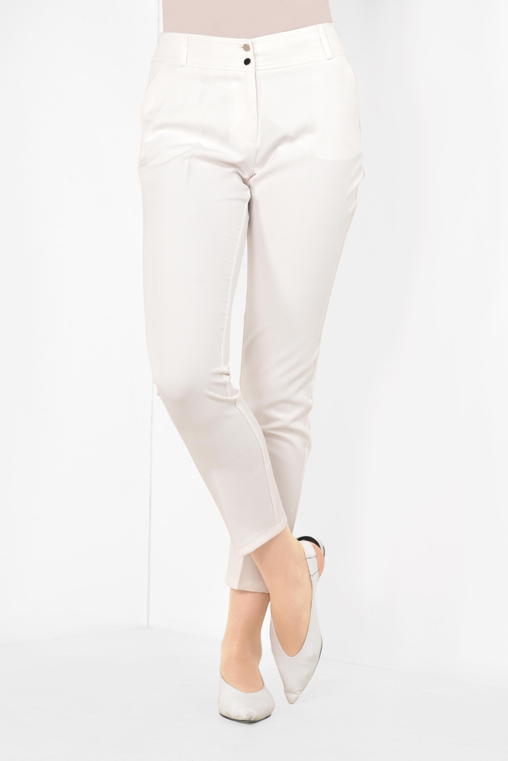 Tesettür giyim BEYAZ KLASİK KUMAŞ PANTOLON 7502