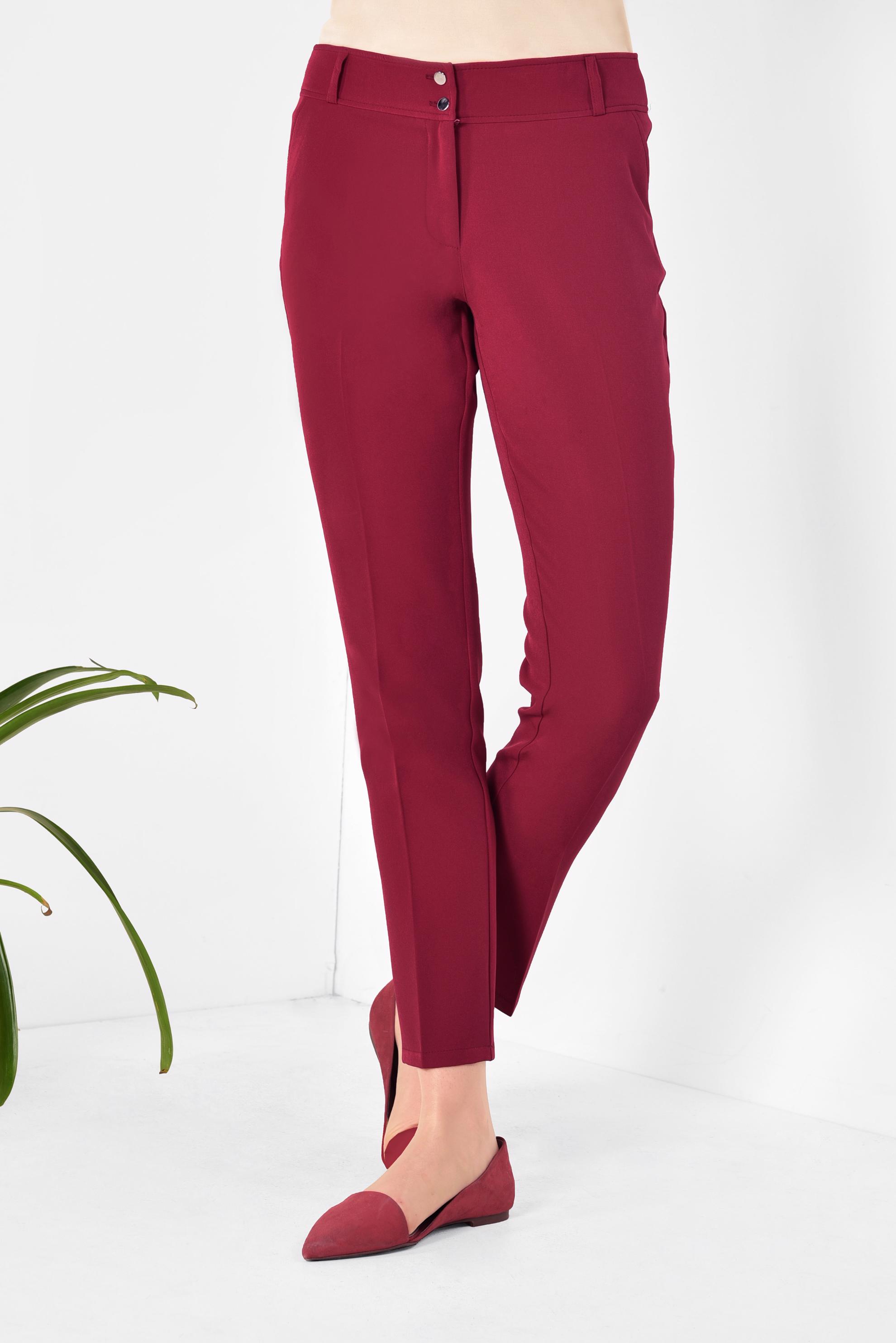 Tesettür giyim KIRMIZI KLASİK KUMAŞ PANTOLON 7502