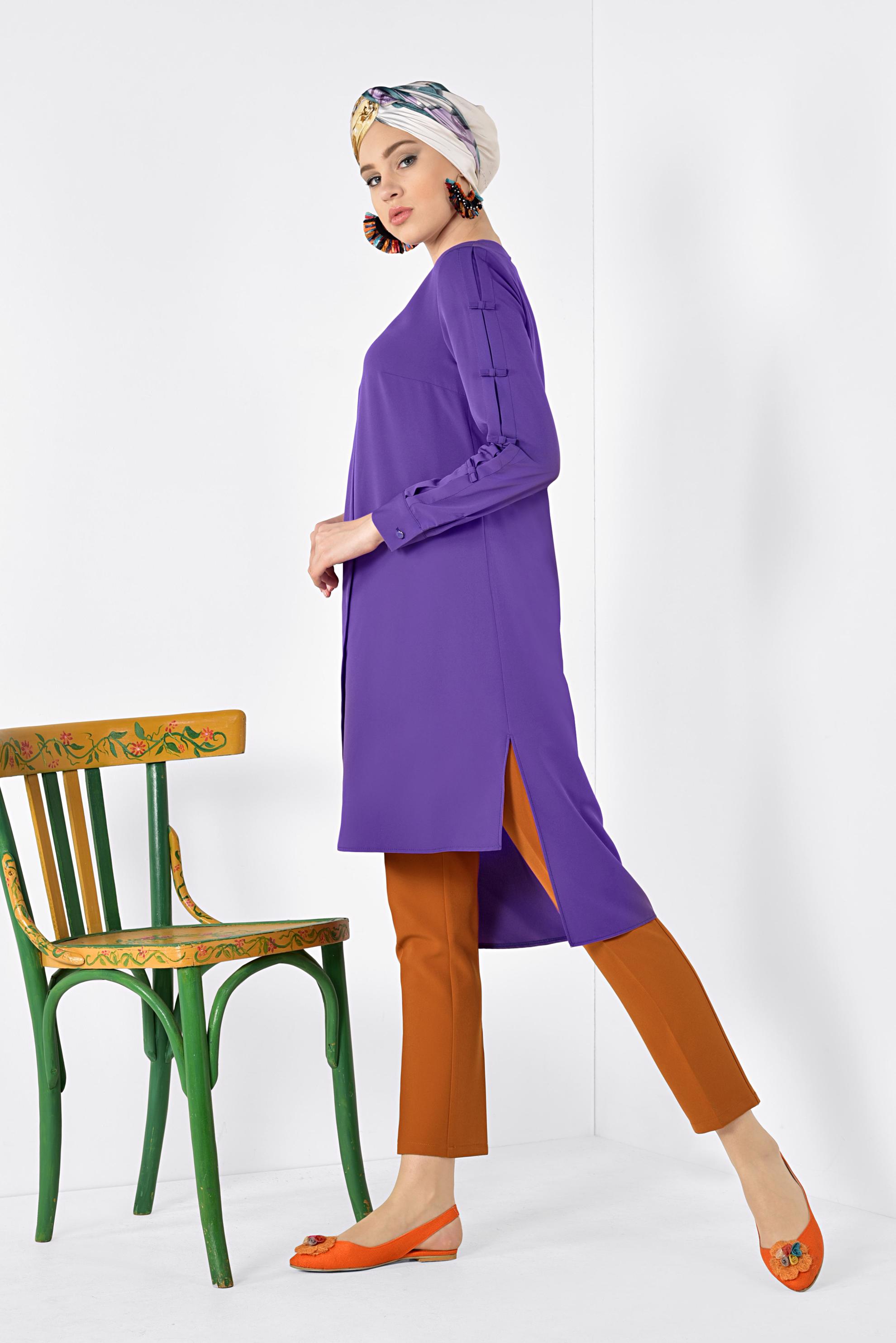 Tesettür giyim TURUNCU KLASİK KUMAŞ PANTOLON 7502