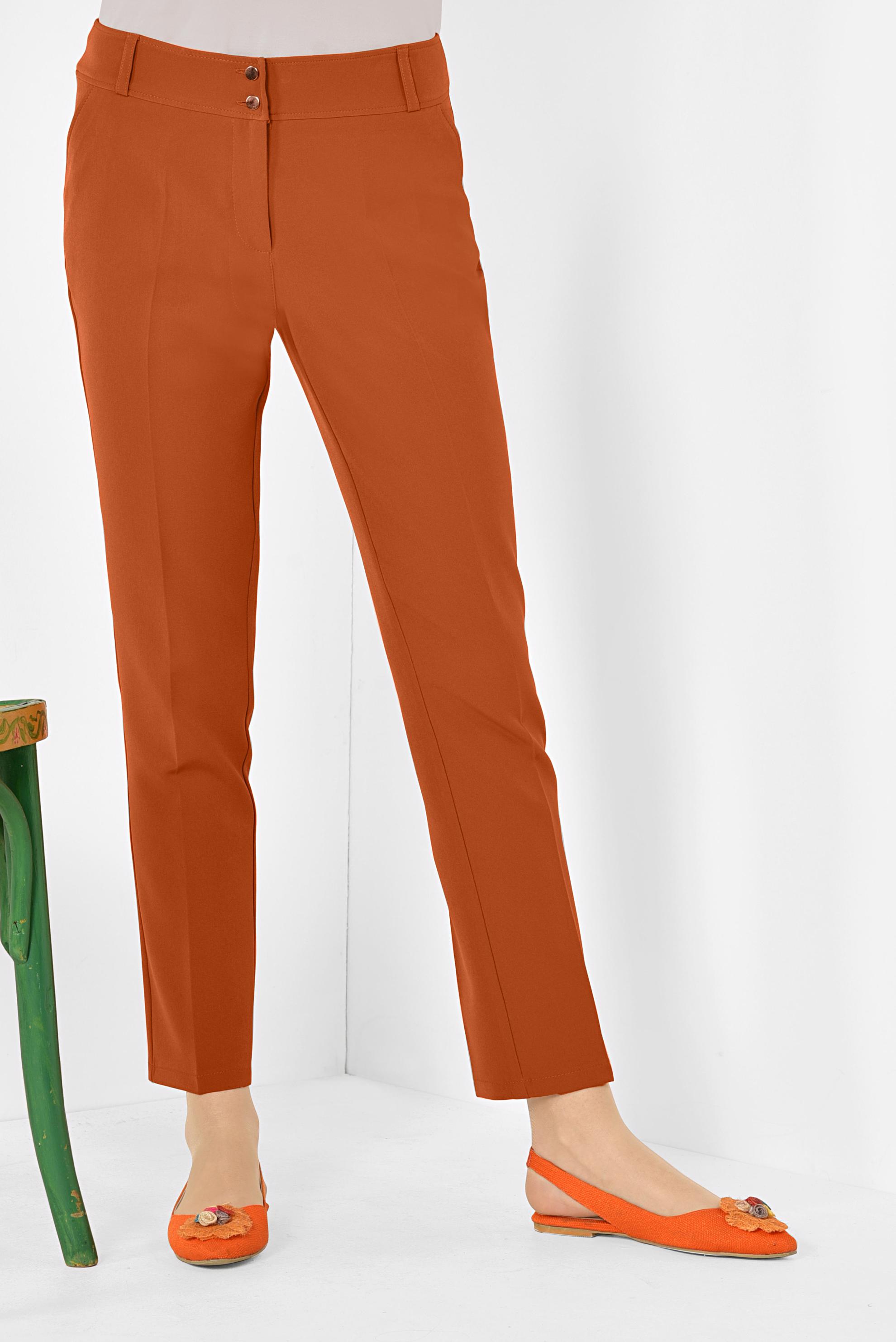 Tesettür giyim TURUNCU KLASİK KUMAŞ PANTOLON 7502