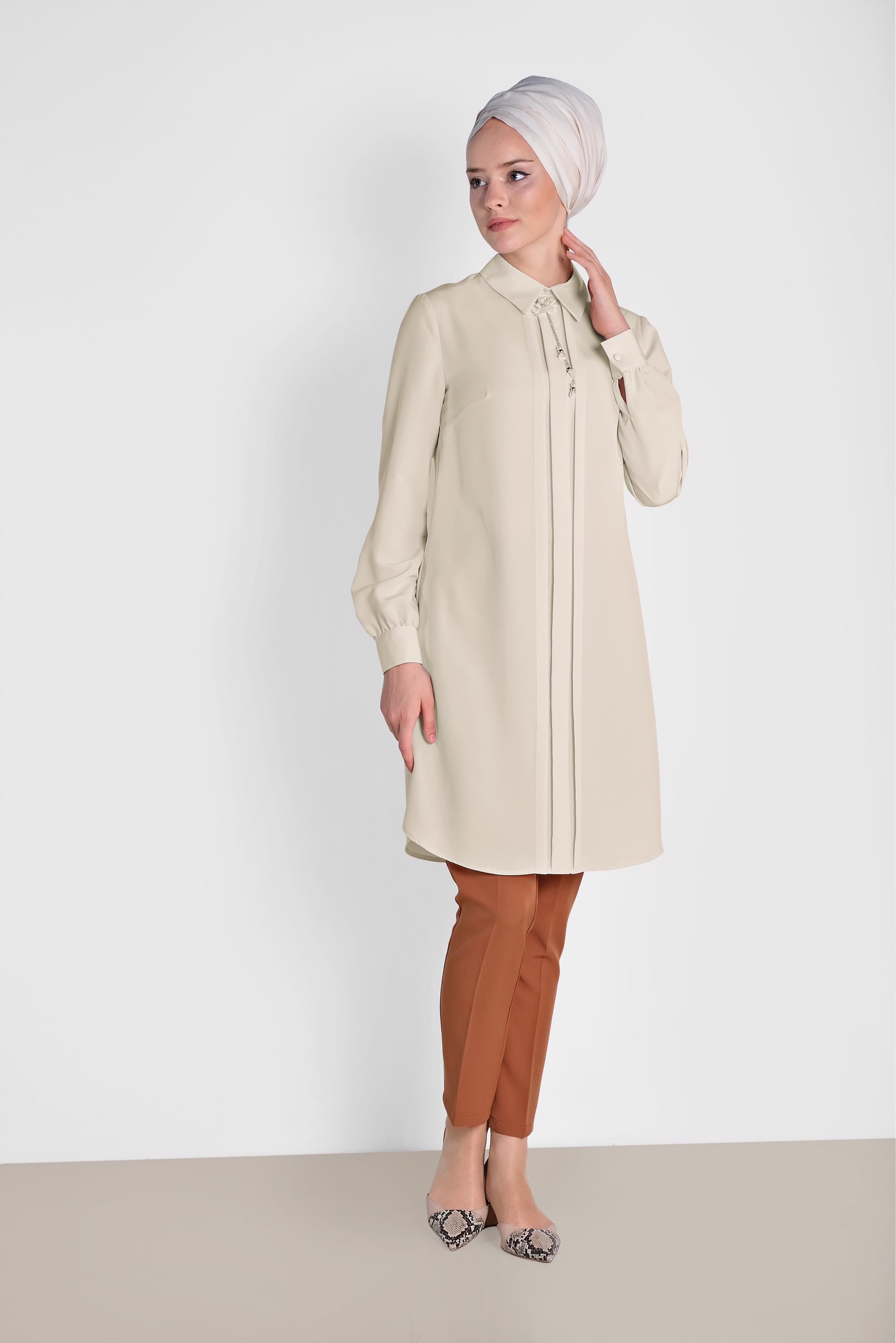 Tesettür giyim TABA KLASİK KUMAŞ PANTOLON 7502