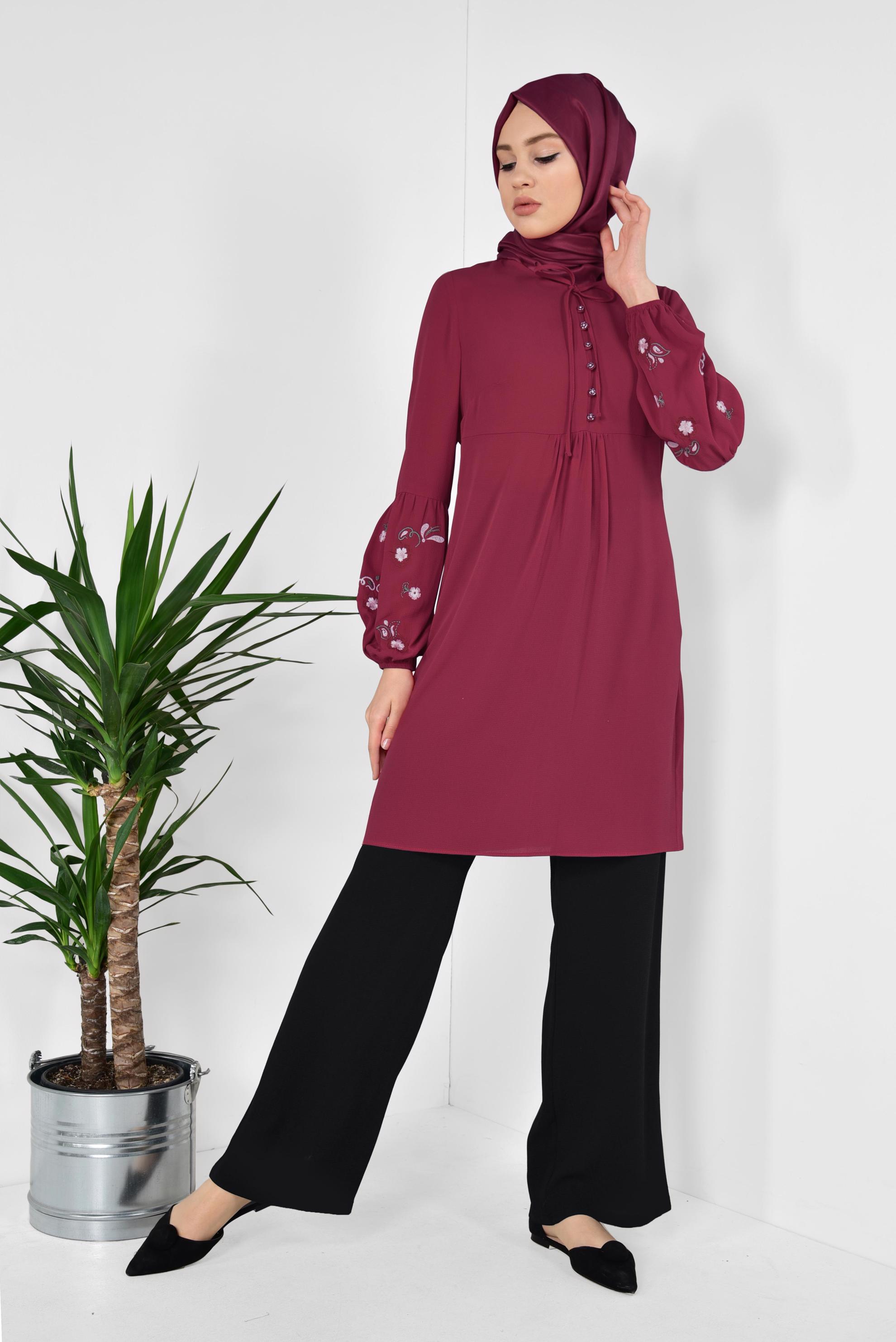 Tesettür giyim SİYAH GENİŞ PAÇA PANTOLON 7504