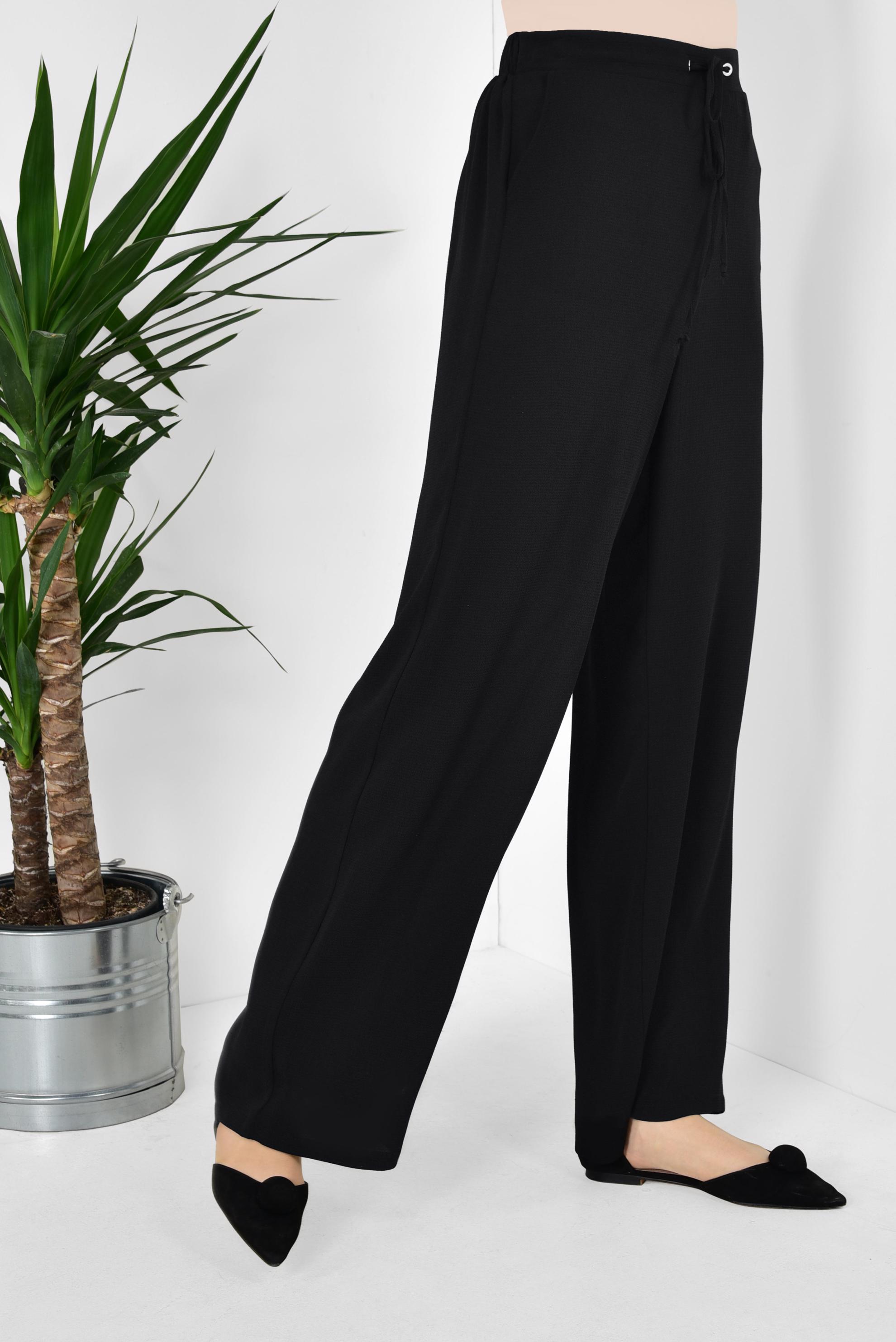 Tesettür giyim SİYAH GENİŞ PAÇA PANTOLON 7504