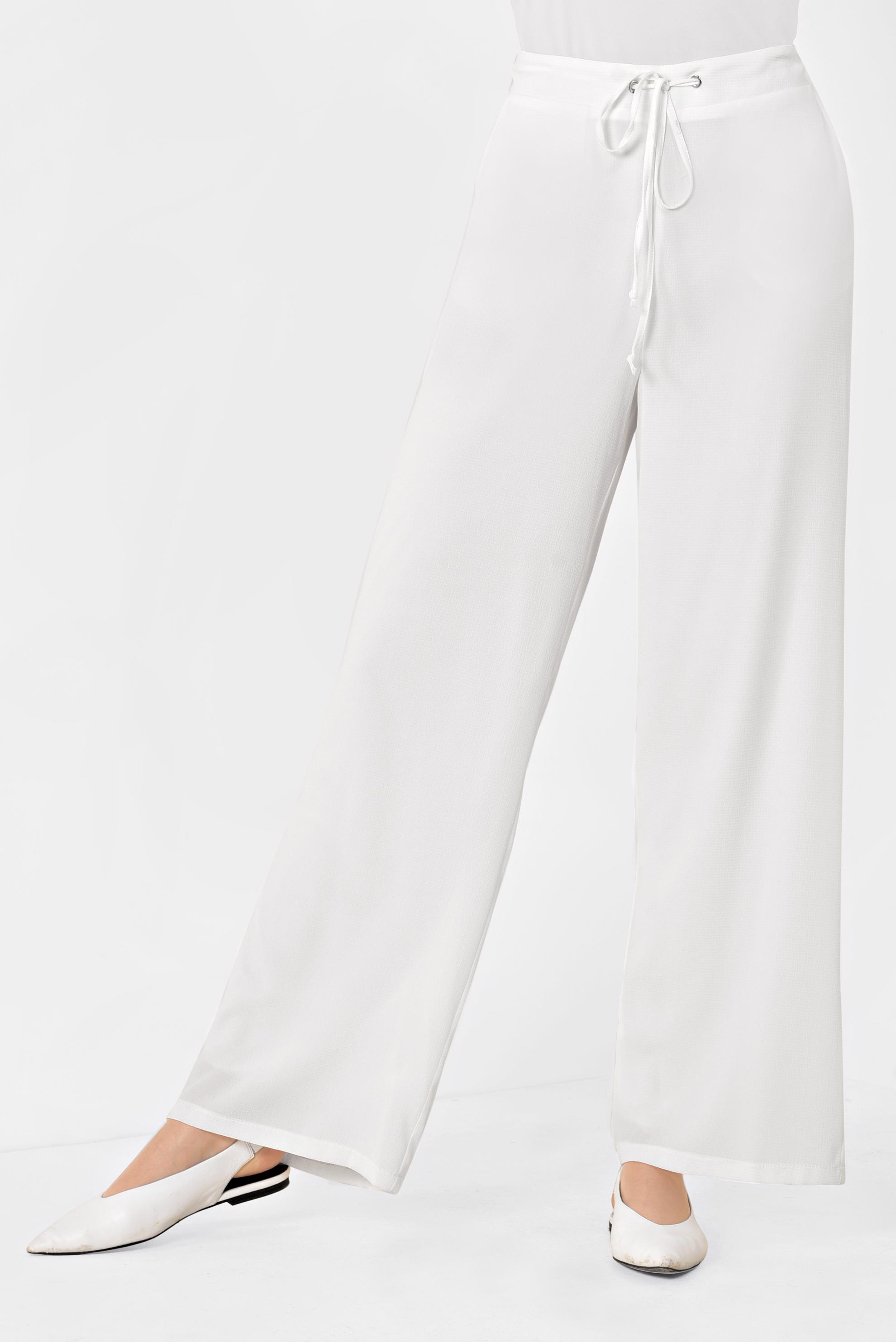 Tesettür giyim BEYAZ GENİŞ PAÇA PANTOLON 7504