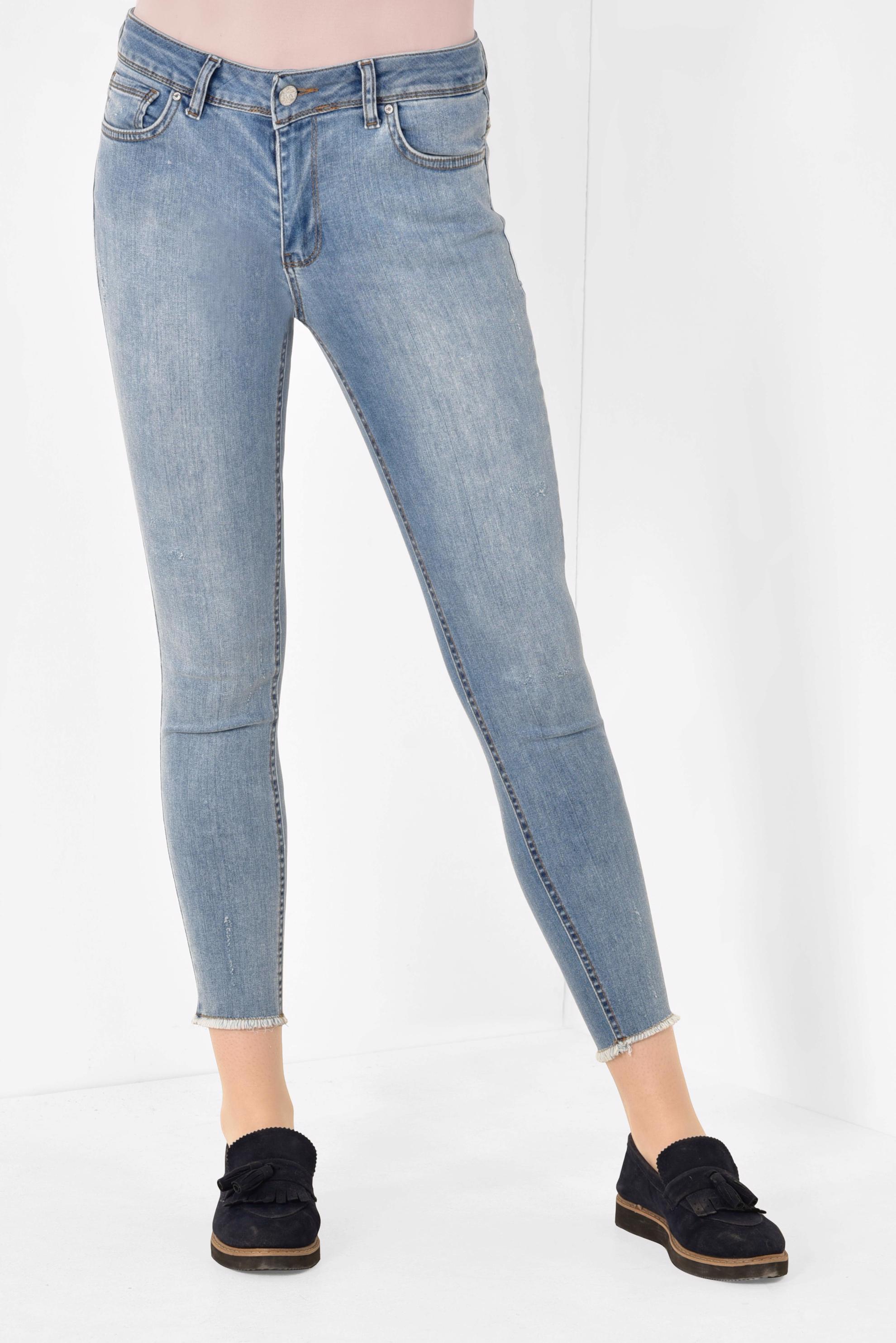 Tesettür giyim MAVİ PAMUKLU DAR PAÇA KOT PANTOLON 7512