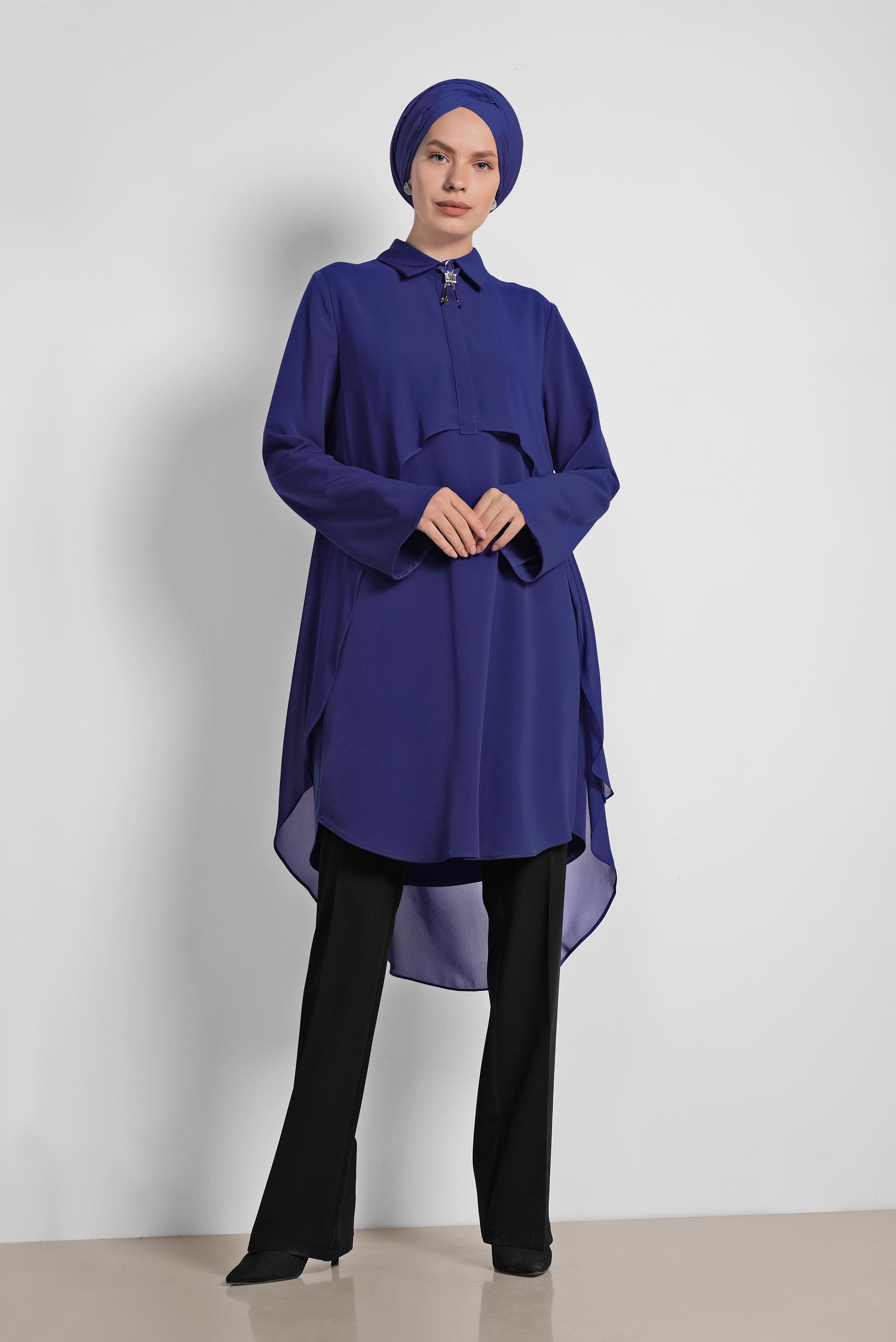 Tesettür giyim SİYAH ARA BEL GENİŞ PAÇA PANTOLON 7523