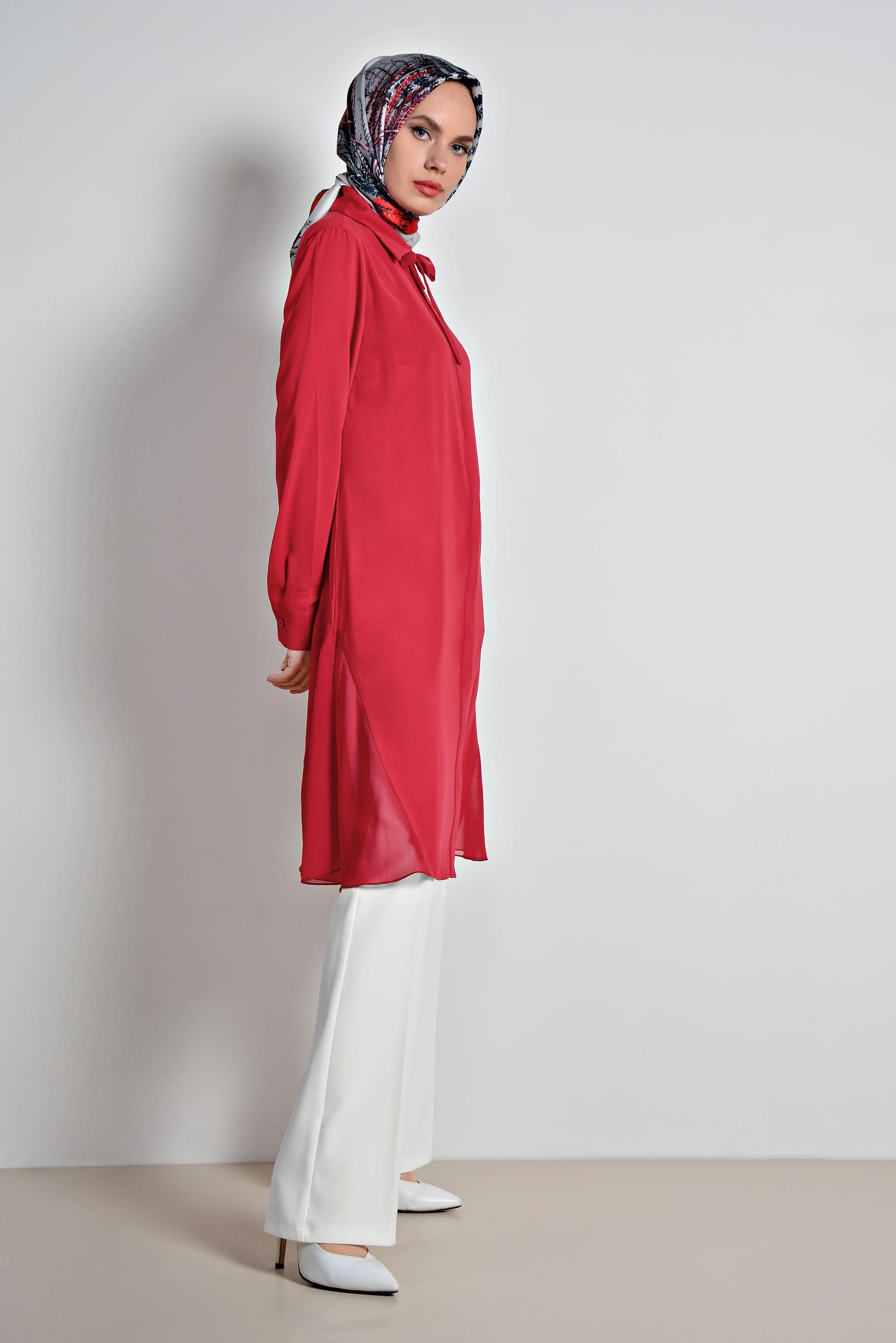 Tesettür giyim BEYAZ ARA BEL GENİŞ PAÇA PANTOLON 7523