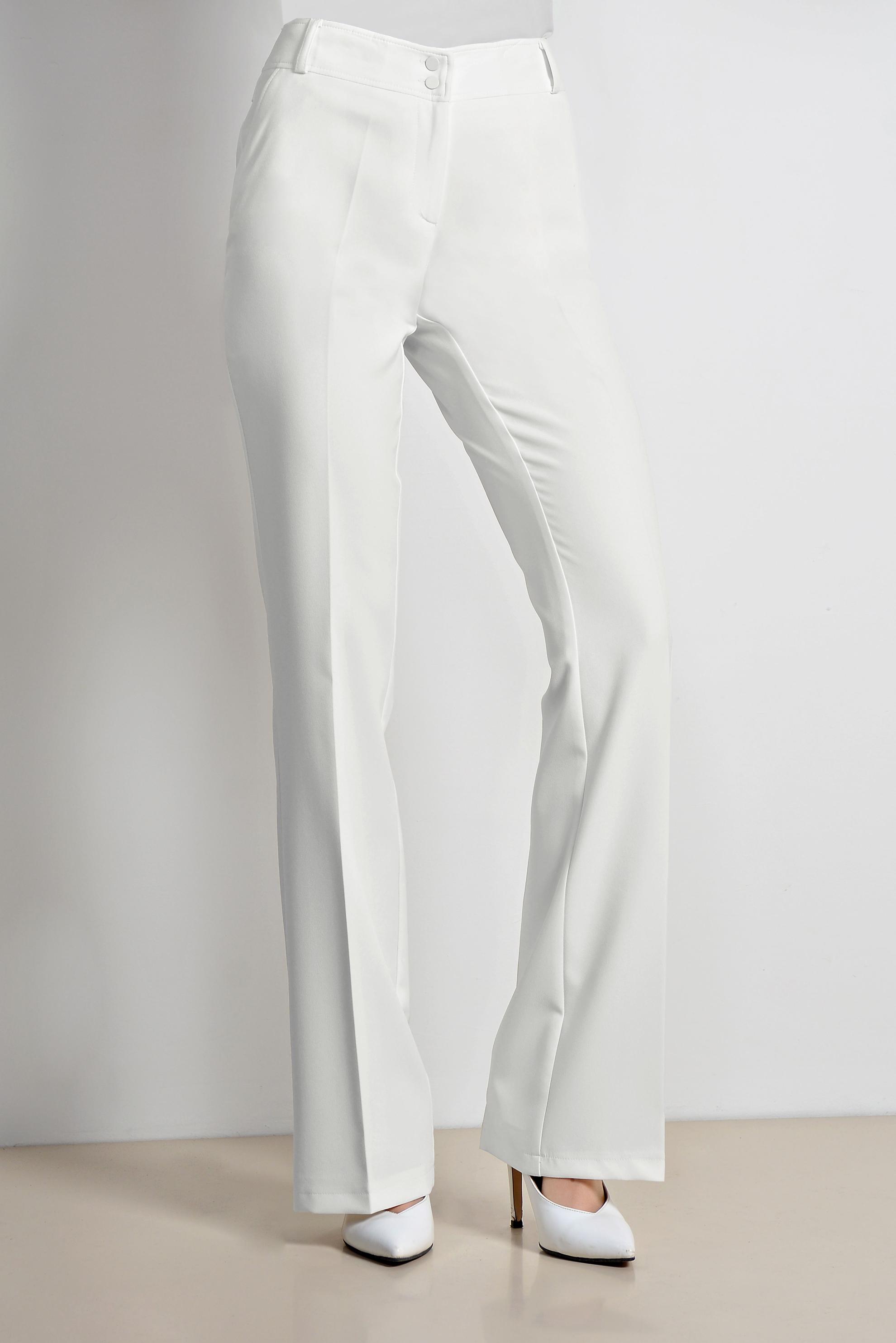 Tesettür giyim BEYAZ ARA BEL GENİŞ PAÇA PANTOLON 7523