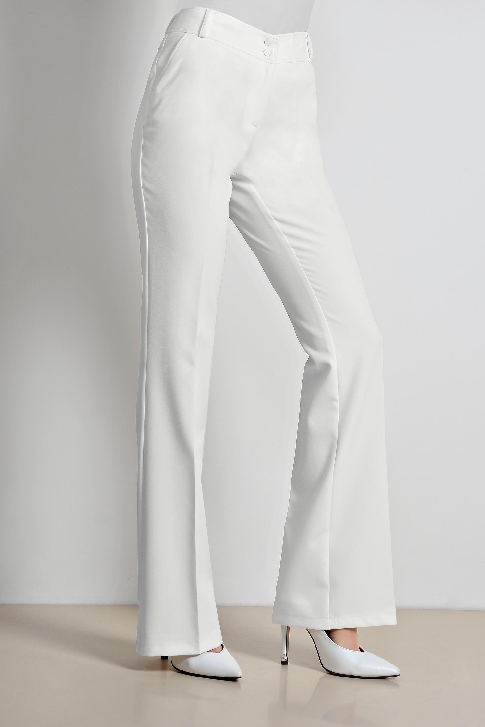 Tesettür giyim BEYAZ ARA BEL GENİŞ PAÇA PANTOLON 7523