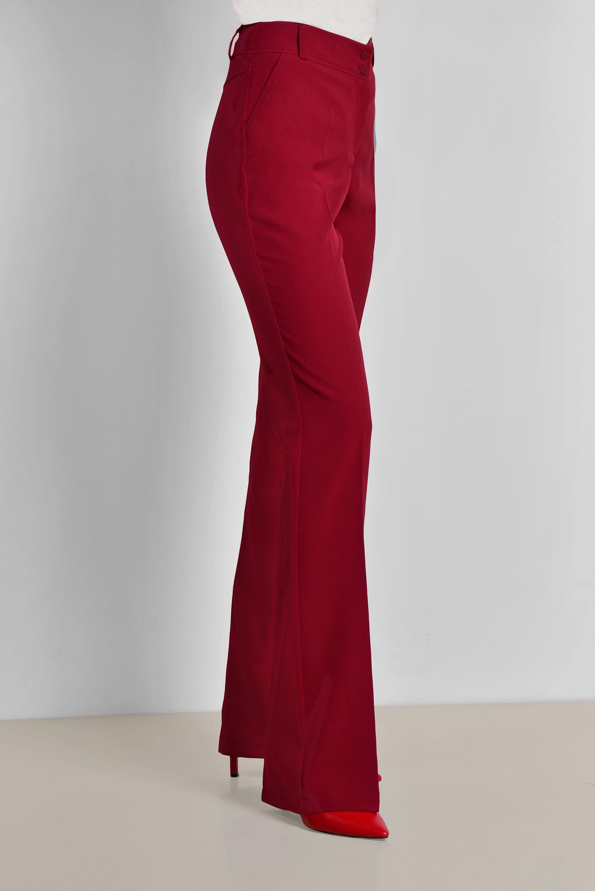 Tesettür giyim KIRMIZI ARA BEL GENİŞ PAÇA PANTOLON 7523