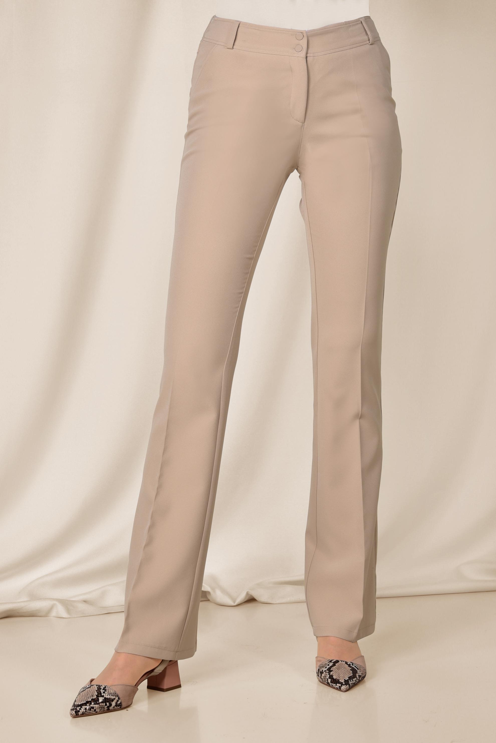 Tesettür giyim BEJ ARA BEL GENİŞ PAÇA PANTOLON 7523