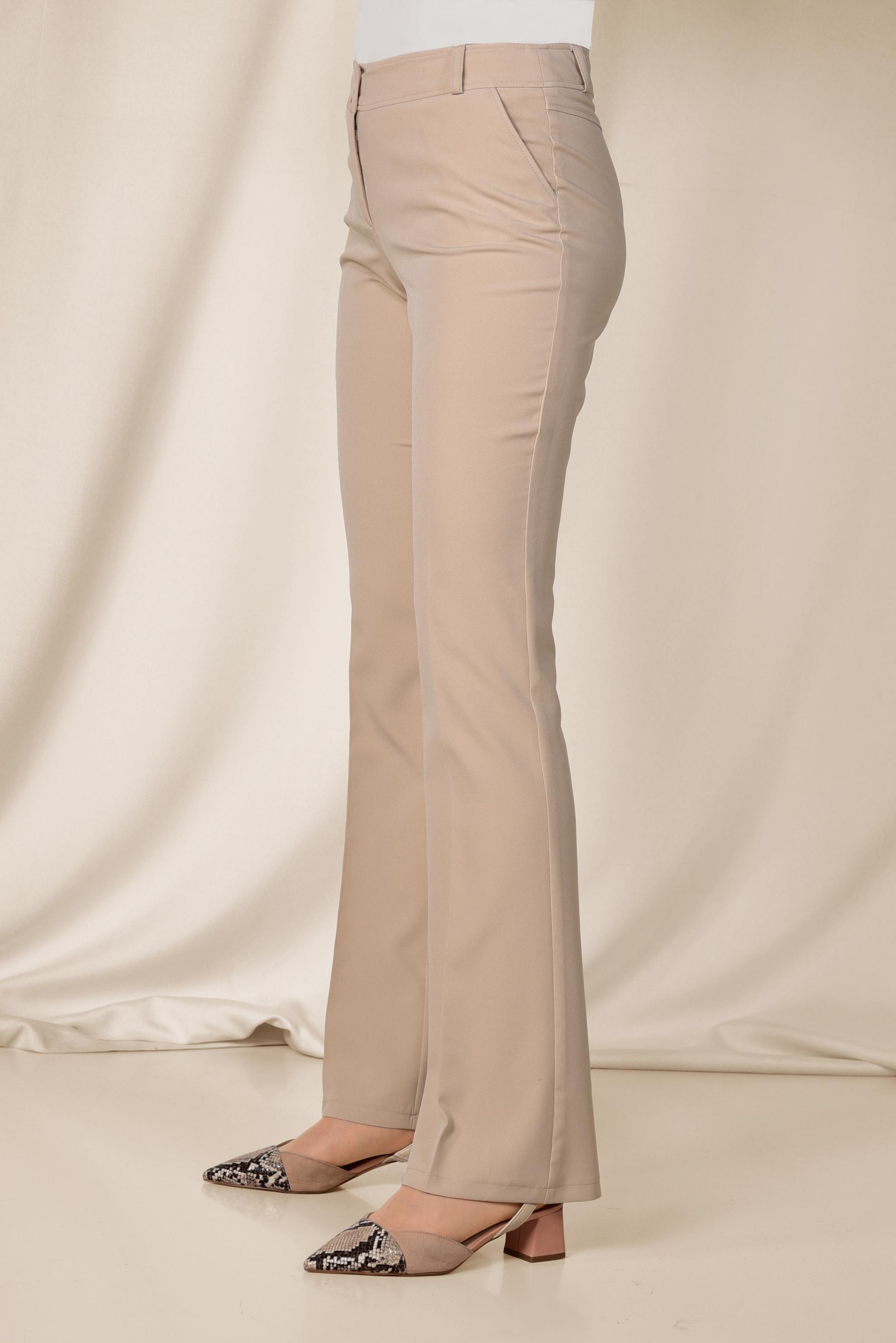 Tesettür giyim BEJ ARA BEL GENİŞ PAÇA PANTOLON 7523