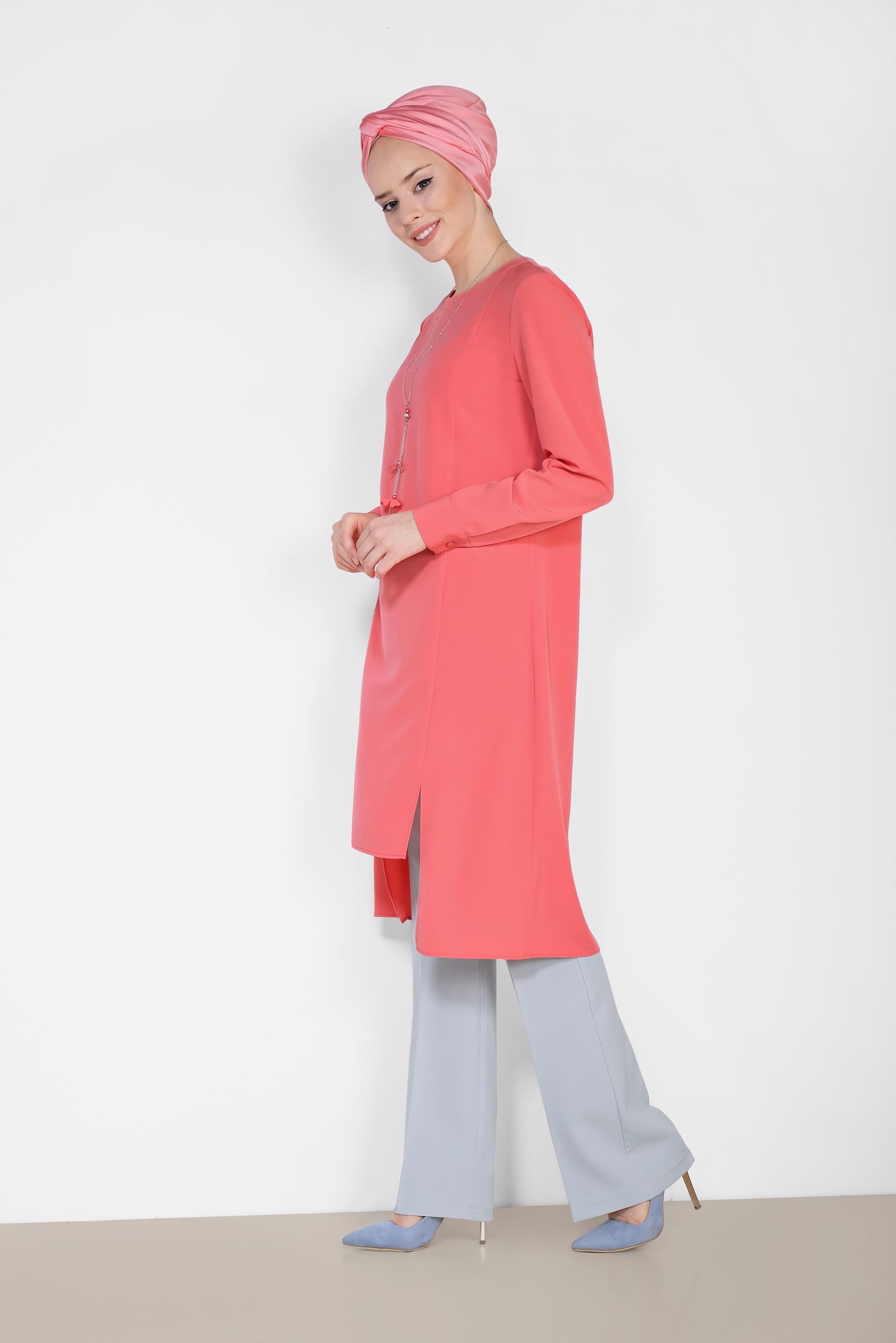 Tesettür giyim GÜMÜŞ ARA BEL GENİŞ PAÇA PANTOLON 7523