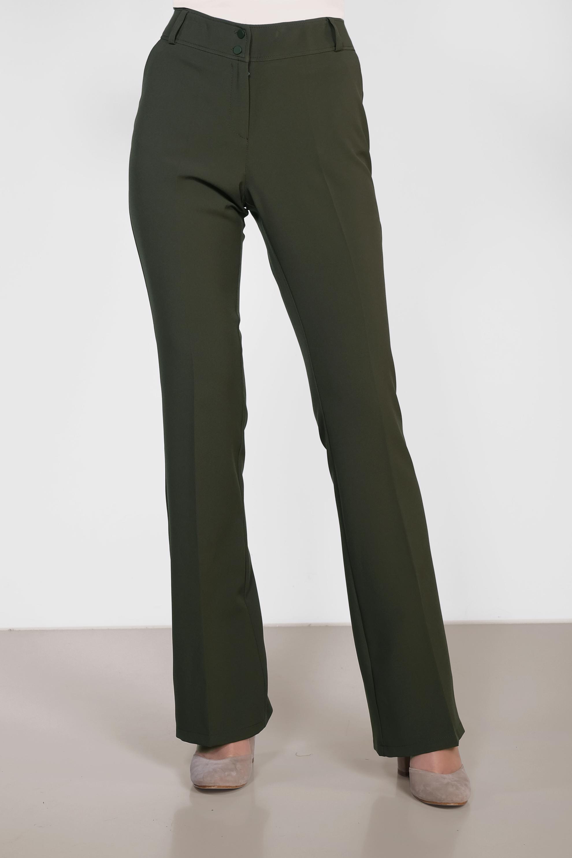 Tesettür giyim HAKİ ARA BEL GENİŞ PAÇA PANTOLON 7523