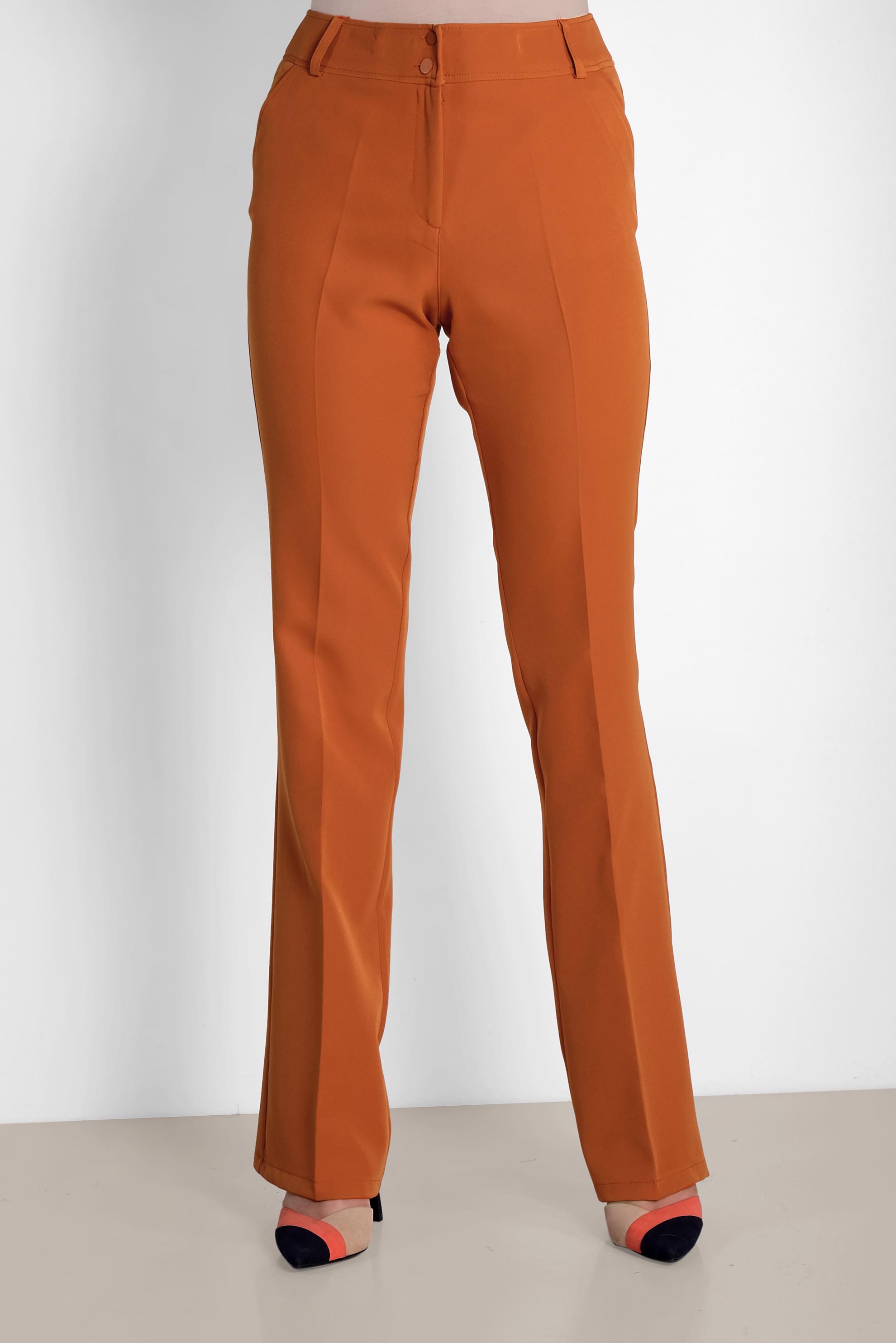 Tesettür giyim TURUNCU ARA BEL GENİŞ PAÇA PANTOLON 7523