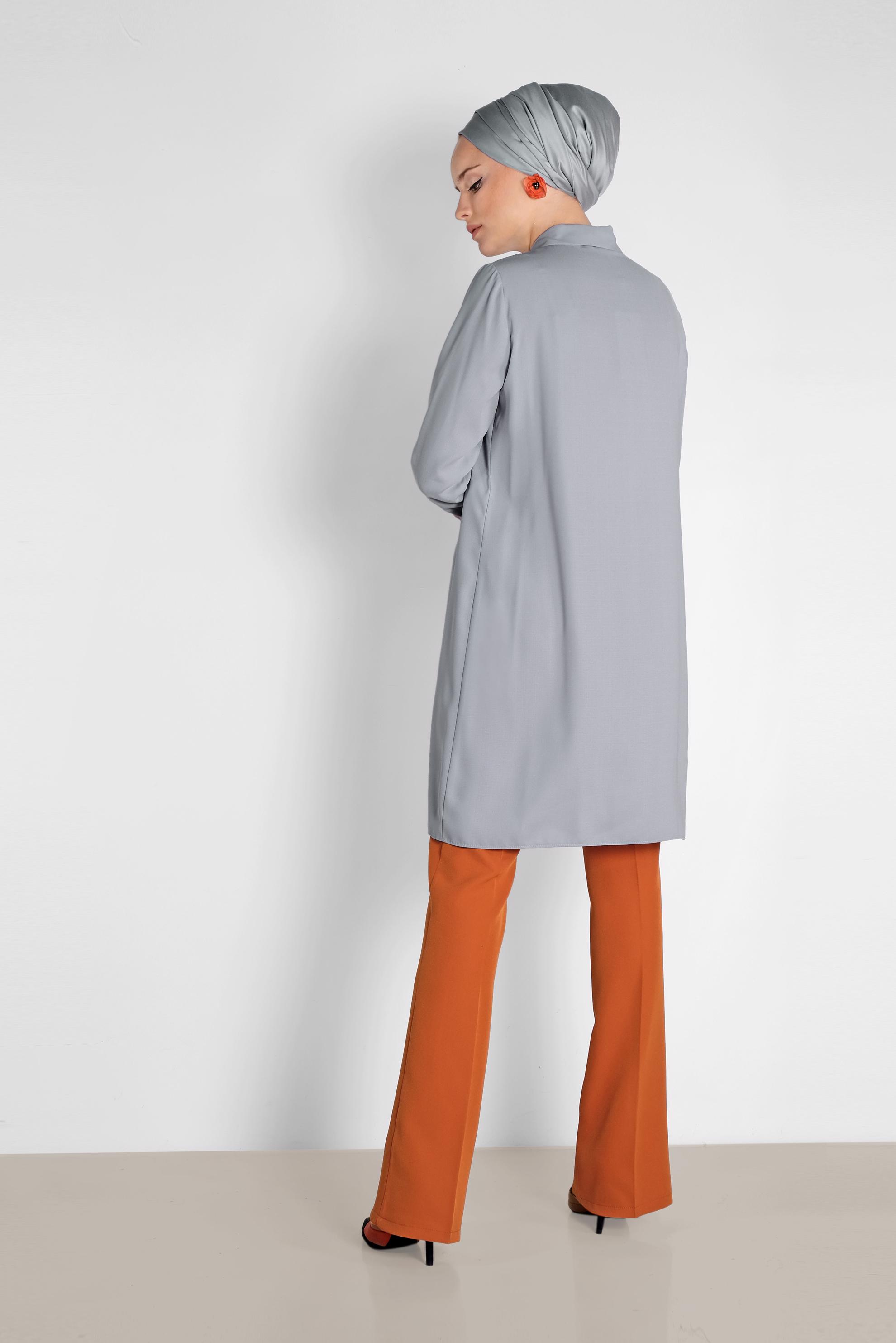 Tesettür giyim TURUNCU ARA BEL GENİŞ PAÇA PANTOLON 7523