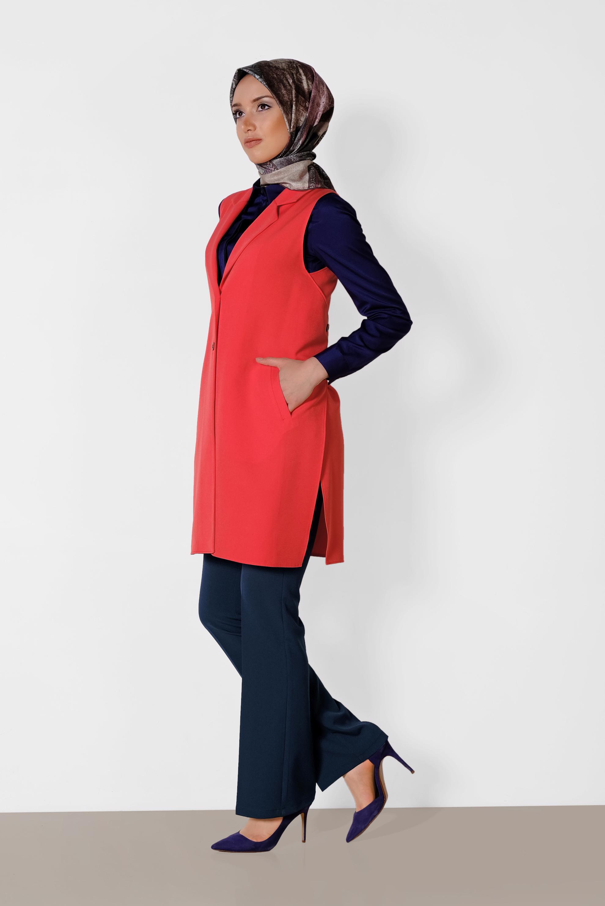 Tesettür giyim LACİVERT ARA BEL GENİŞ PAÇA PANTOLON 7523