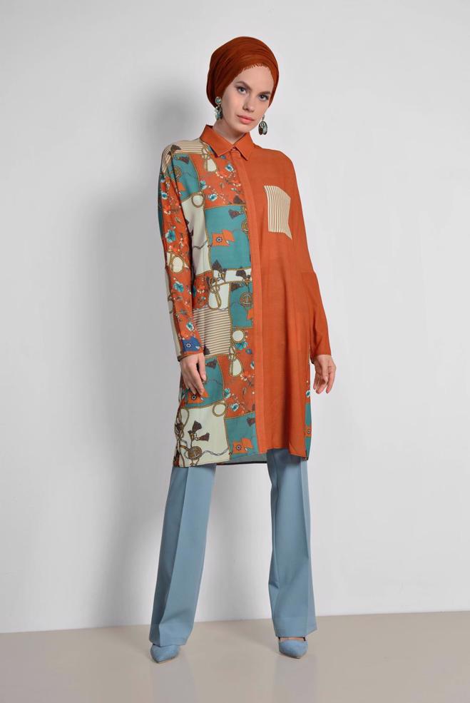 Tesettür giyim  ARA BEL GENİŞ PAÇA PANTOLON 7523 - ALVİNA