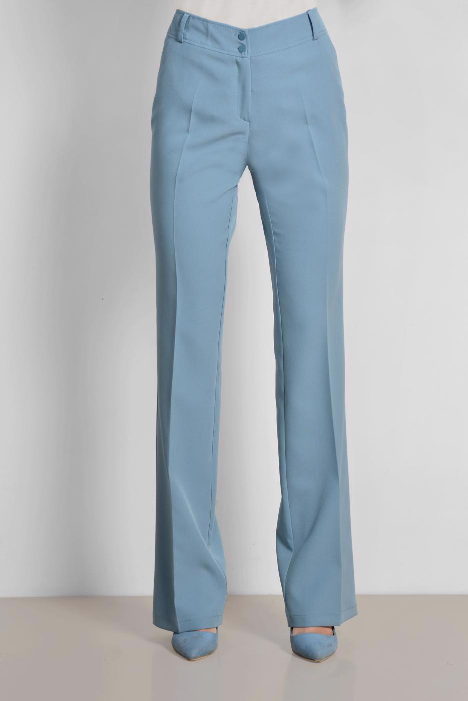 Tesettür giyim MAVİ ARA BEL GENİŞ PAÇA PANTOLON 7523