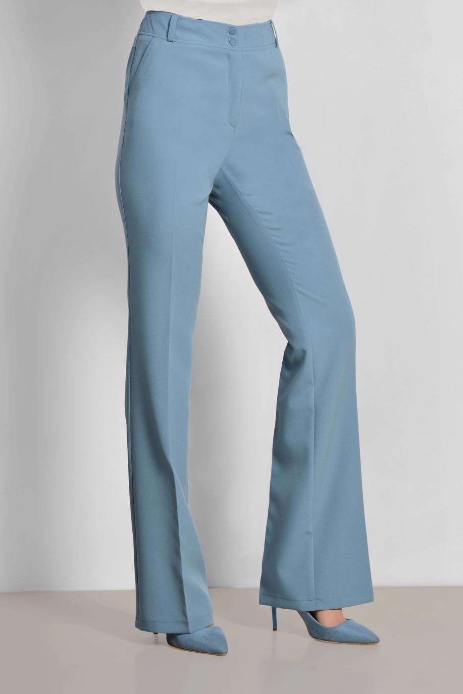 Tesettür giyim MAVİ ARA BEL GENİŞ PAÇA PANTOLON 7523