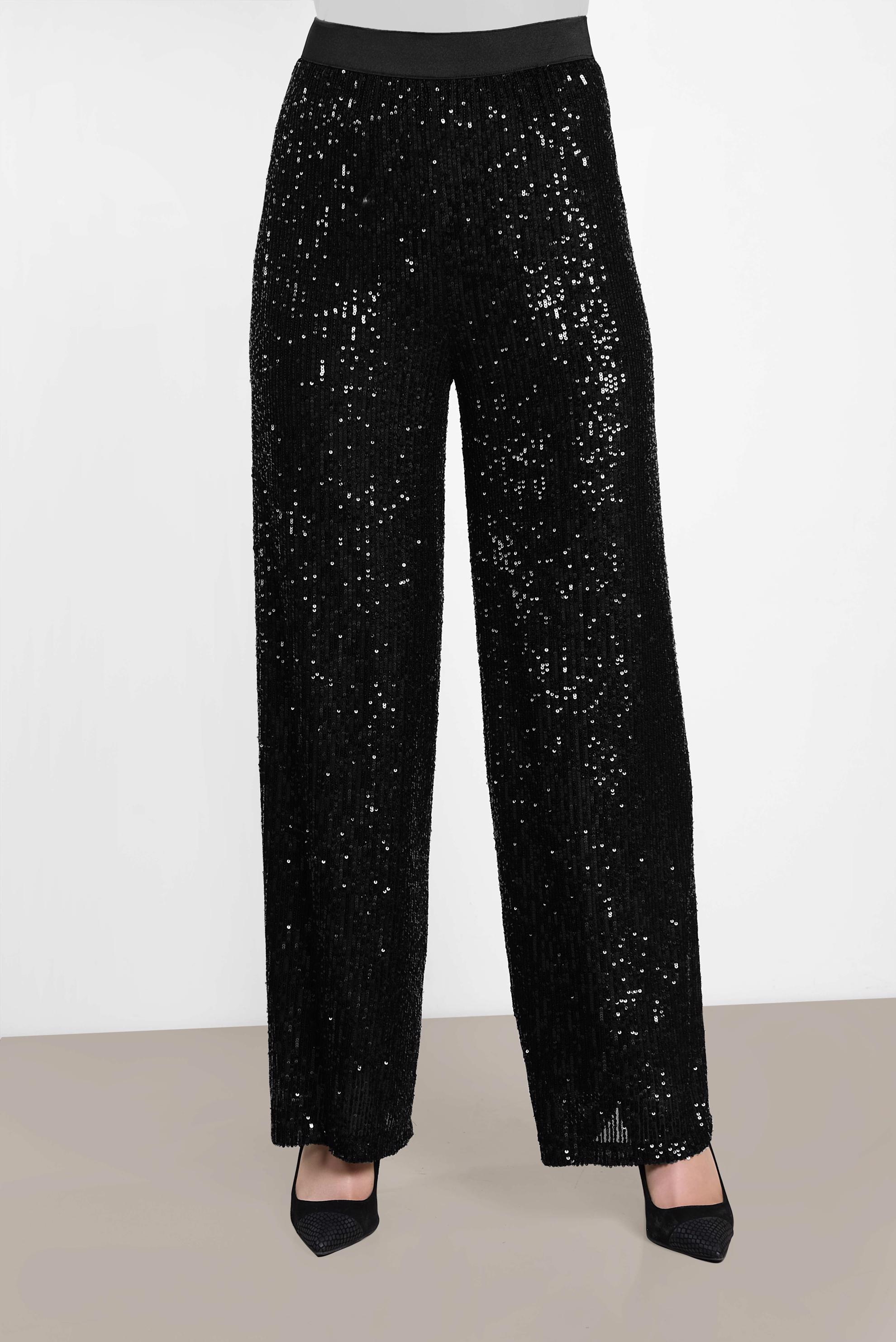 Tesettür giyim SİYAH BELİ LASTİKLİ PUL PAYET PANTOLON 7531