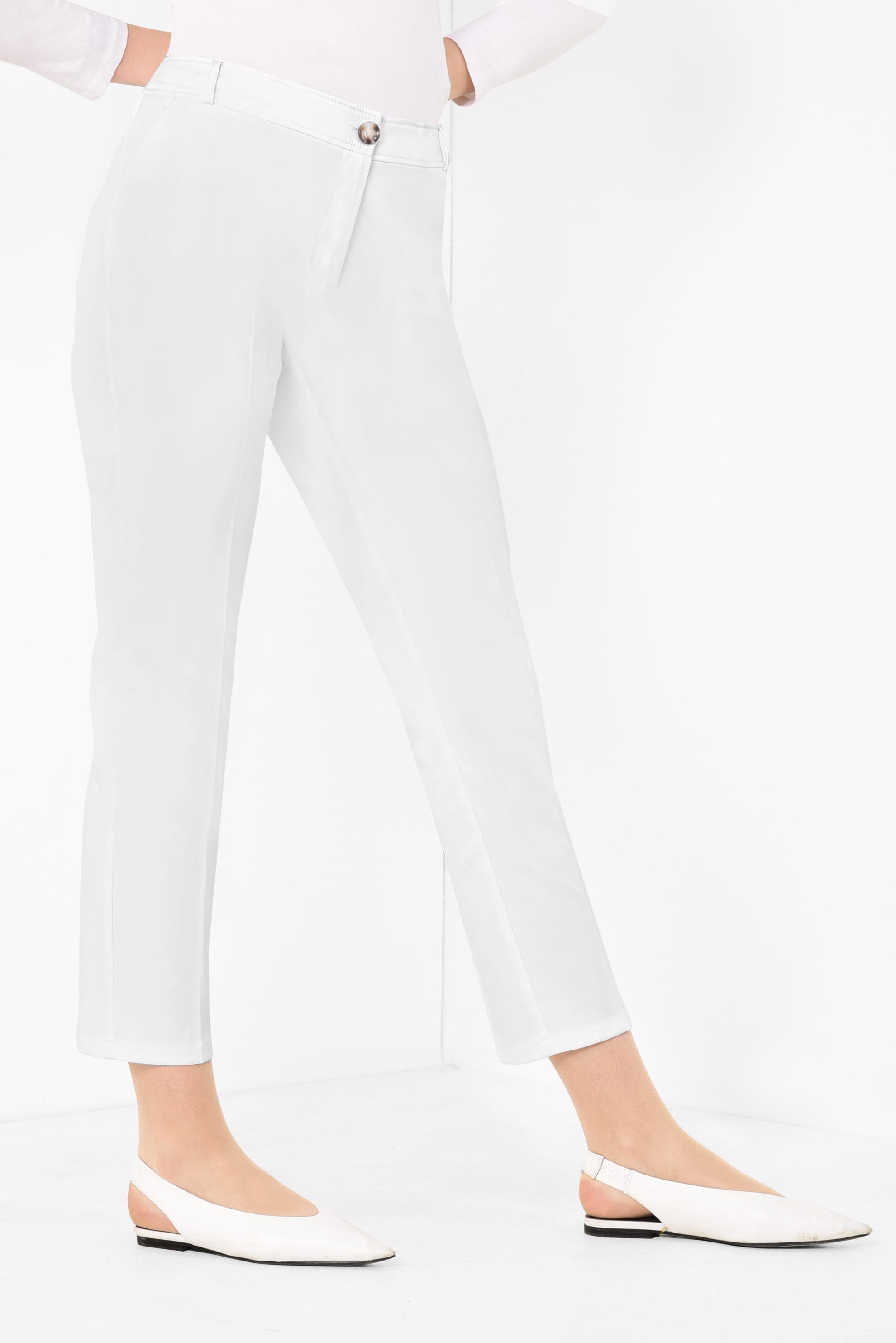 Tesettür giyim BEYAZ 	KLASİK DÜZ PAÇA PANTOLON 7533