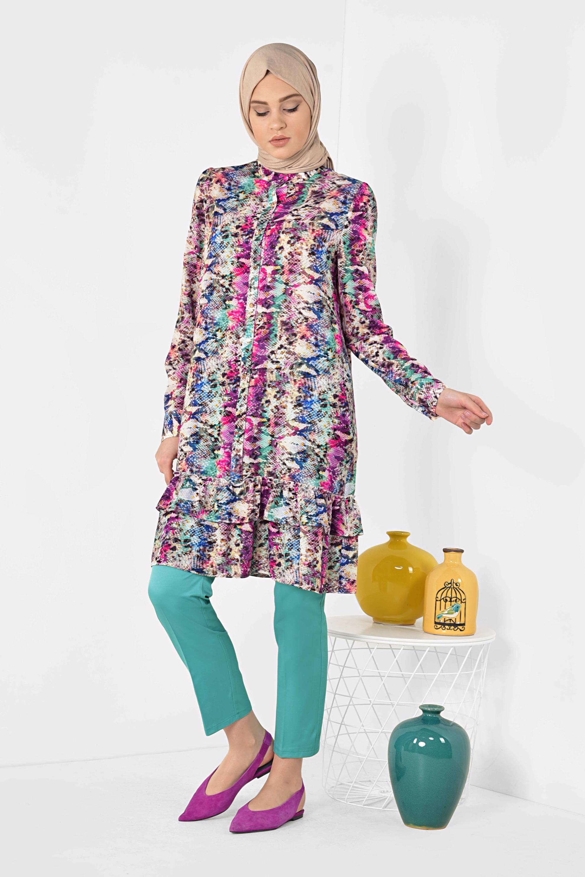 Tesettür giyim MAVİ 	KLASİK DÜZ PAÇA PANTOLON 7533