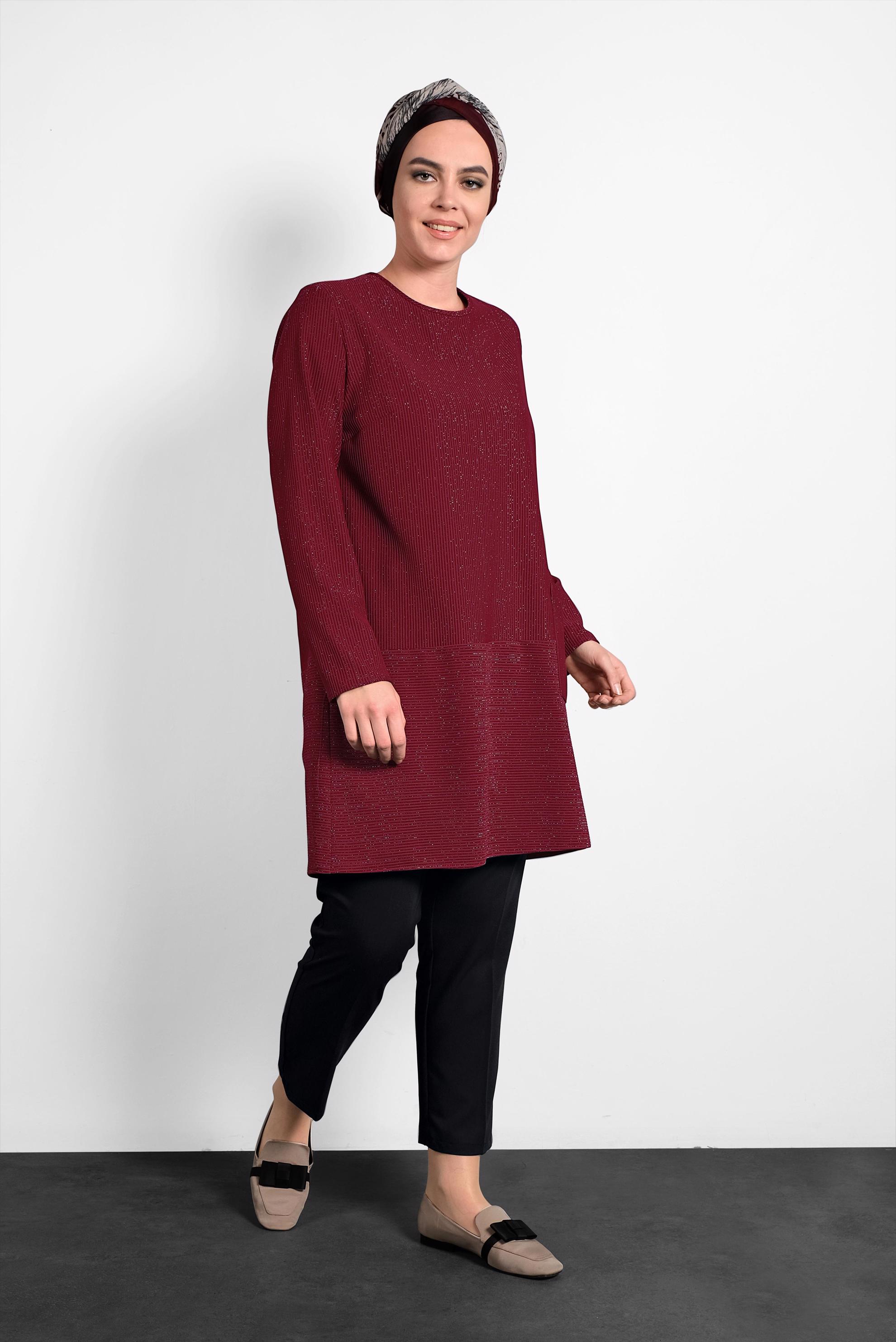 Tesettür giyim SİYAH ARA BEL KUMAŞ PANTOLON 7537