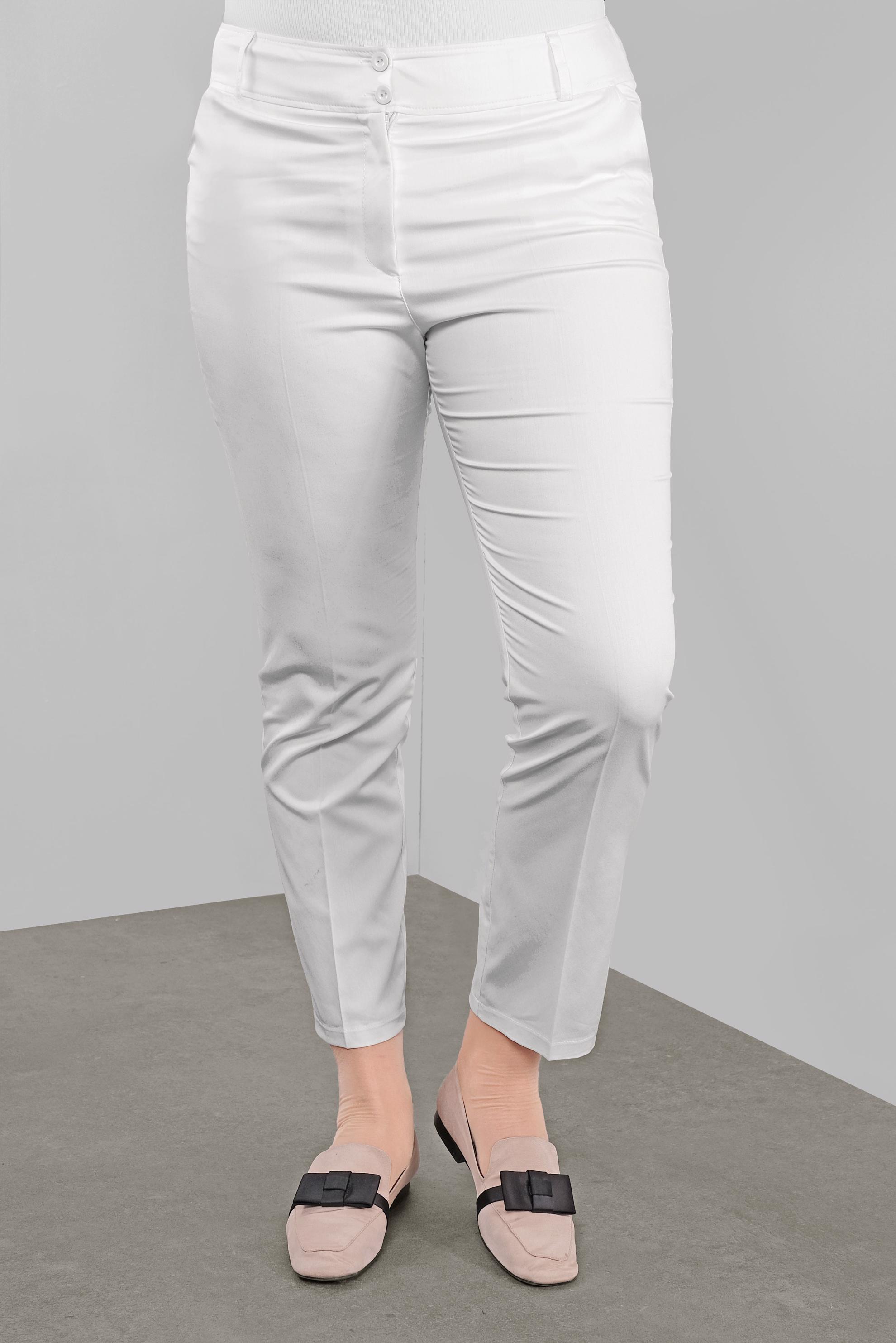 Vêtements hijab BLANC PANTALON EN COUTIL TAILLE-NOUÉE 7537 