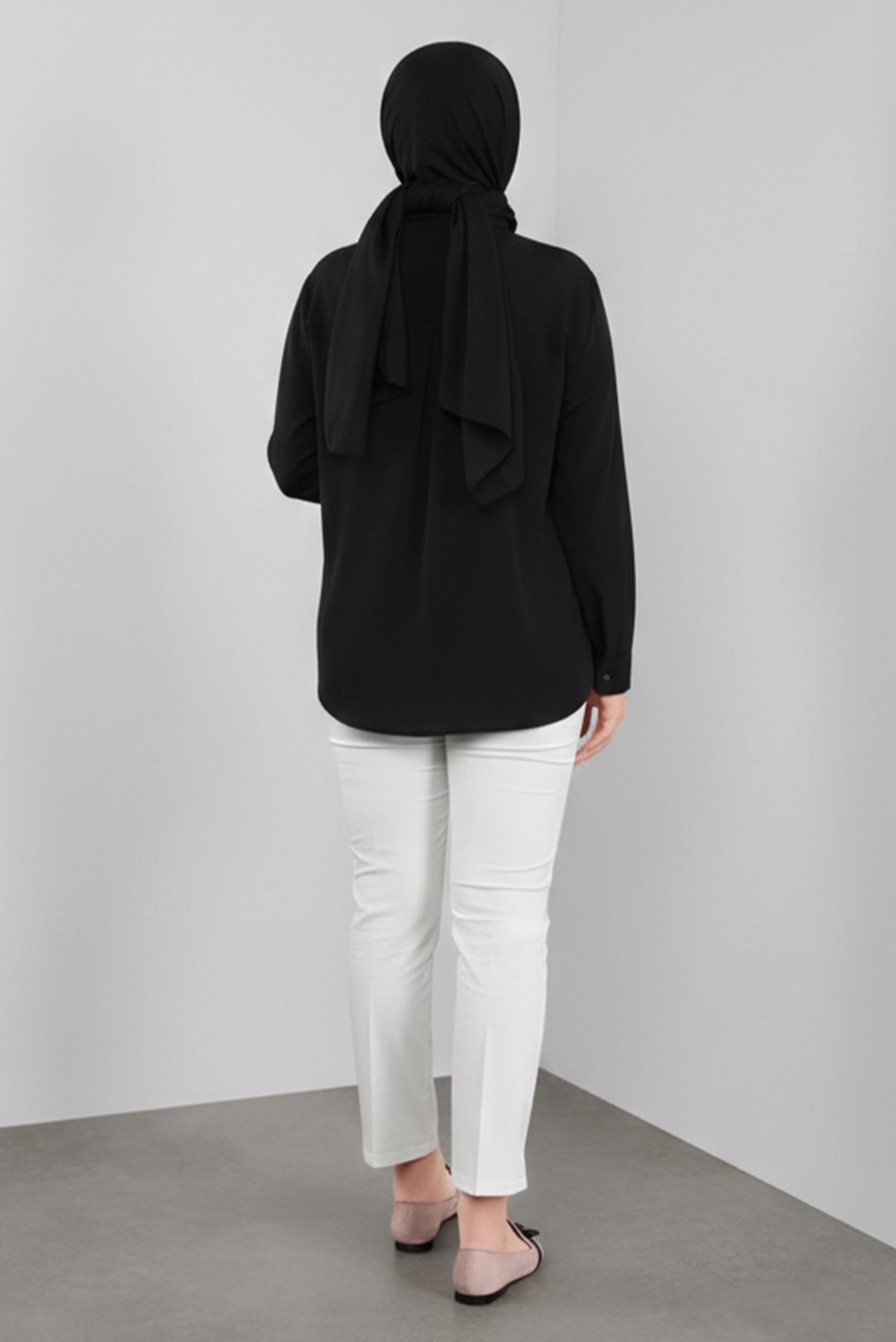 Tesettür giyim BEYAZ ARA BEL KUMAŞ PANTOLON 7537