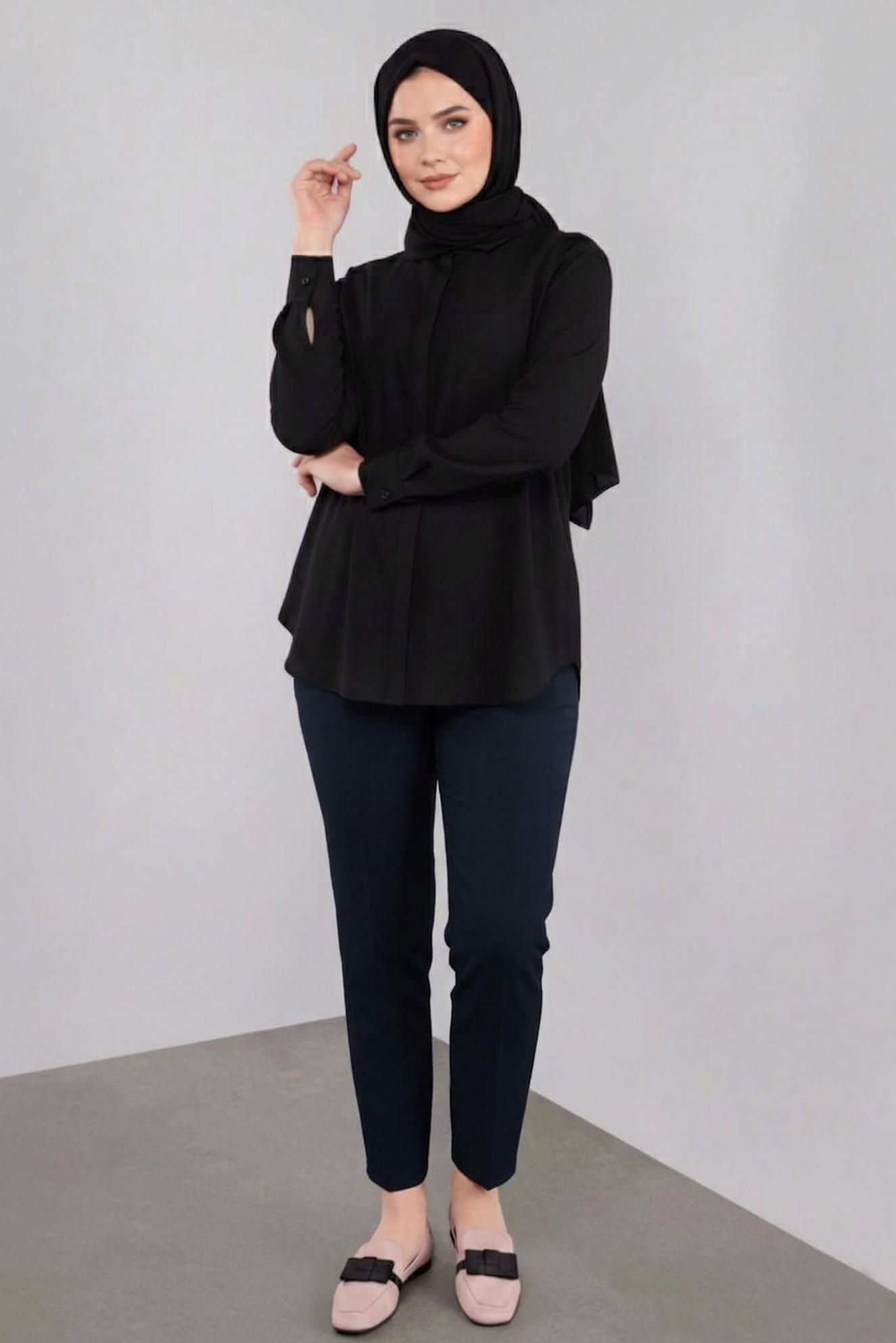 Vêtements hijab BLEU MARINE PANTALON TAILLE MI-HAUTE 7537